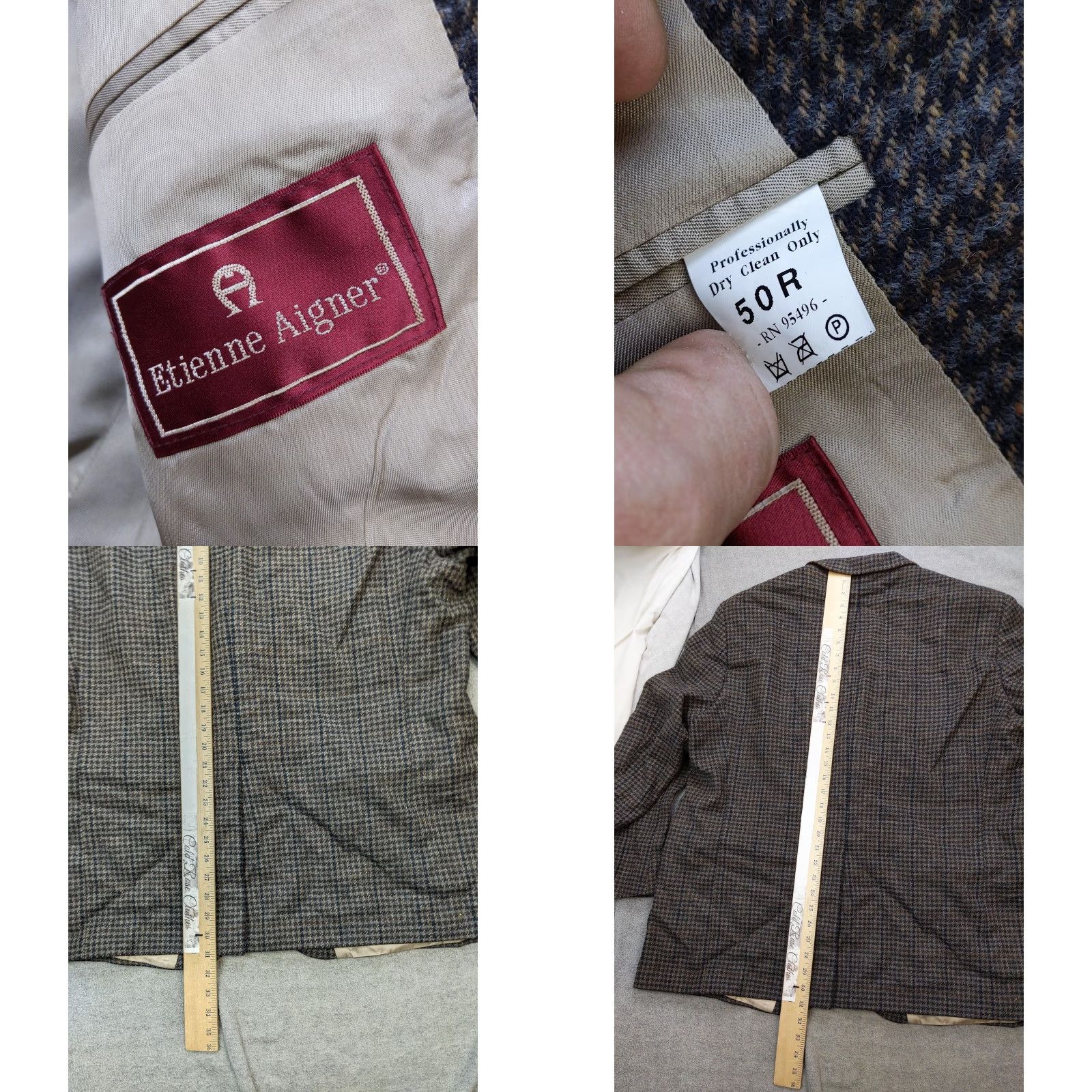 Etienne Aigner Etienne Aigner Blazer Mens 50R Brown Check Tweed Sport Coat Jacket Classic Size 50R - 8 Thumbnail
