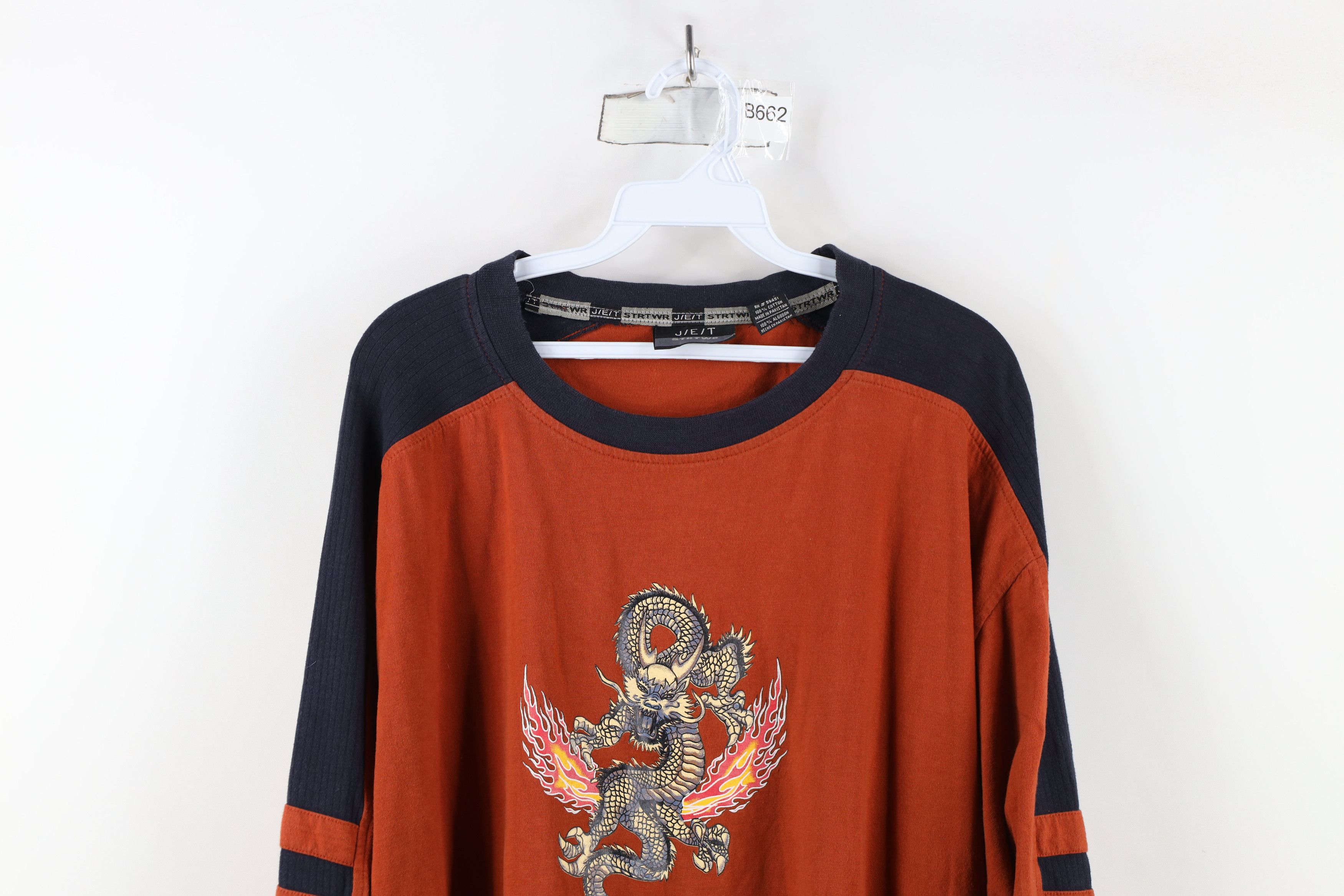 Vintage Vintage 90s Y2K Streetwear Dragon Fire Long Sleeve T-Shirt Size US XXL / EU 58 / 5 - 2 Thumbnail