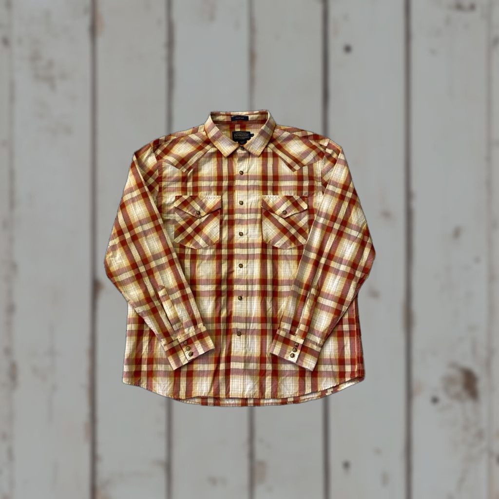 Pendleton Pendleton Pearl Snap Frontier Western Shirt Men’s XL Red Plaid, Button-Up, Long Sleeve, Pearl Snaps, Casual, Regular Fit, Cotton Size US XL / EU 56 / 4 - 1 Thumbnail