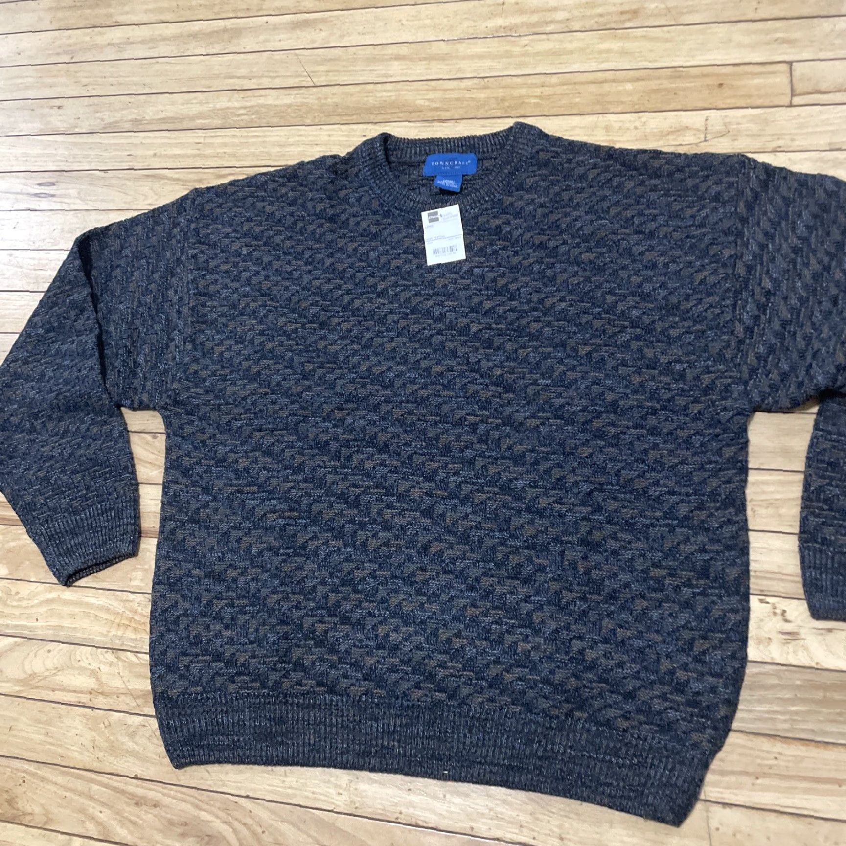 Etro VINTAGE Towncraft Sweater Men L Navy Texture Retro Y2k Streetwear Preppy New Deadstock Pullover Knit Crew Neck Long Sleeve Blue Mens Sweater Size US L / EU 52-54 / 3 - 3 Thumbnail