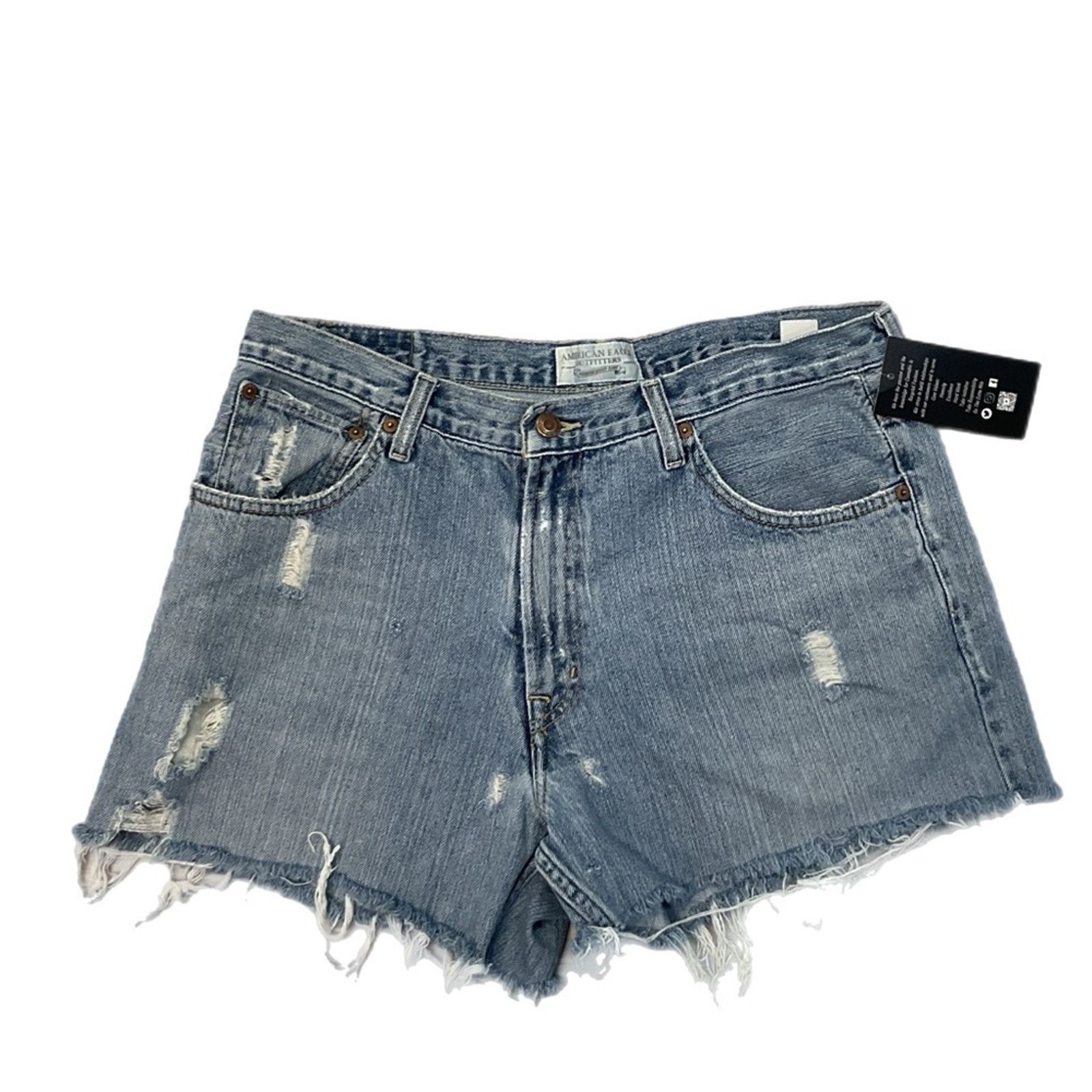 American Eagle Outfitters American Eagle Light Blue Distressed Jean Shorts Size 34" / US 12 / IT 48 - 1 Thumbnail