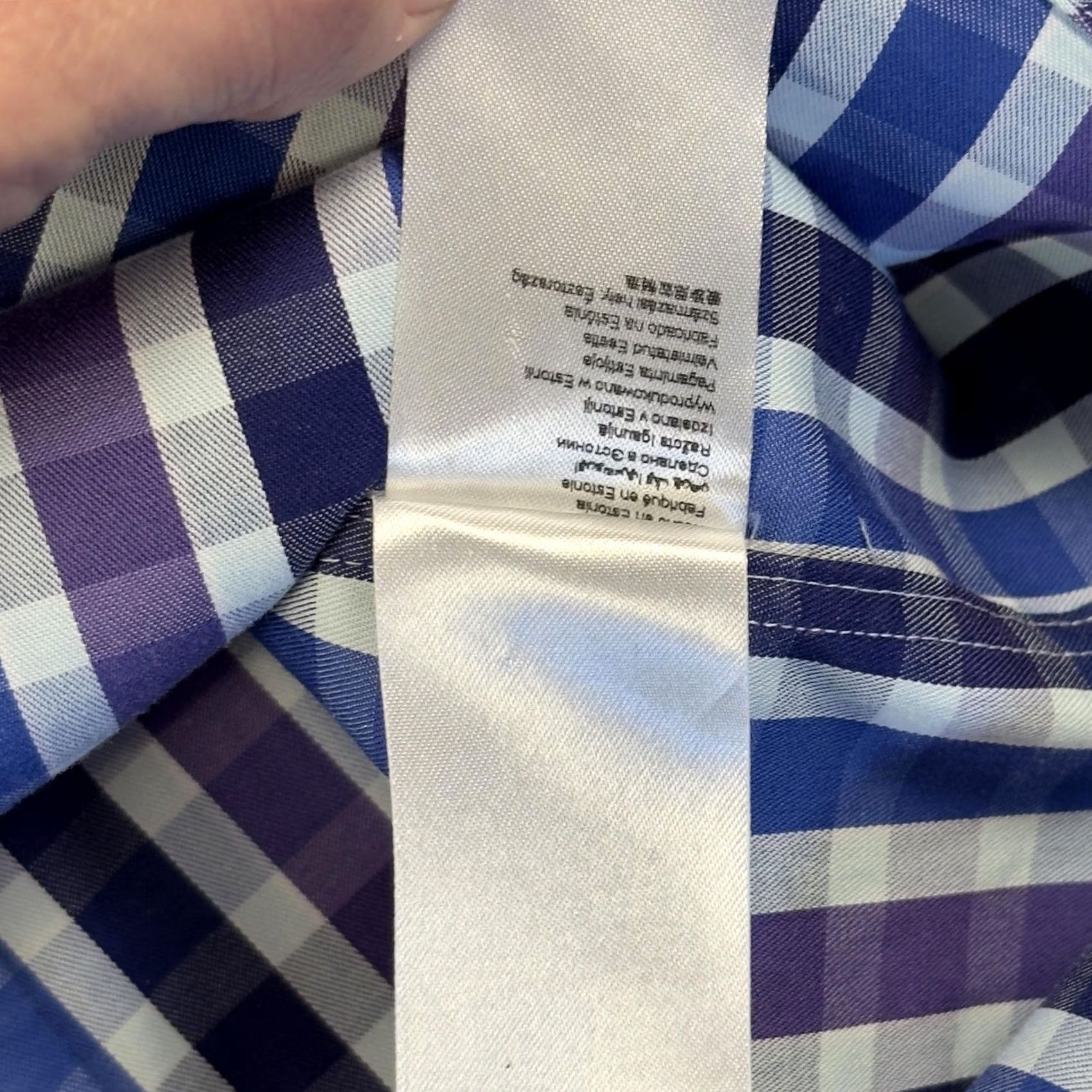 Eton Eton Dress Shirt Mens 39 15.5 Blue Gingham Slim Fit Long Sleeve Cotton Size 40R - 5 Thumbnail