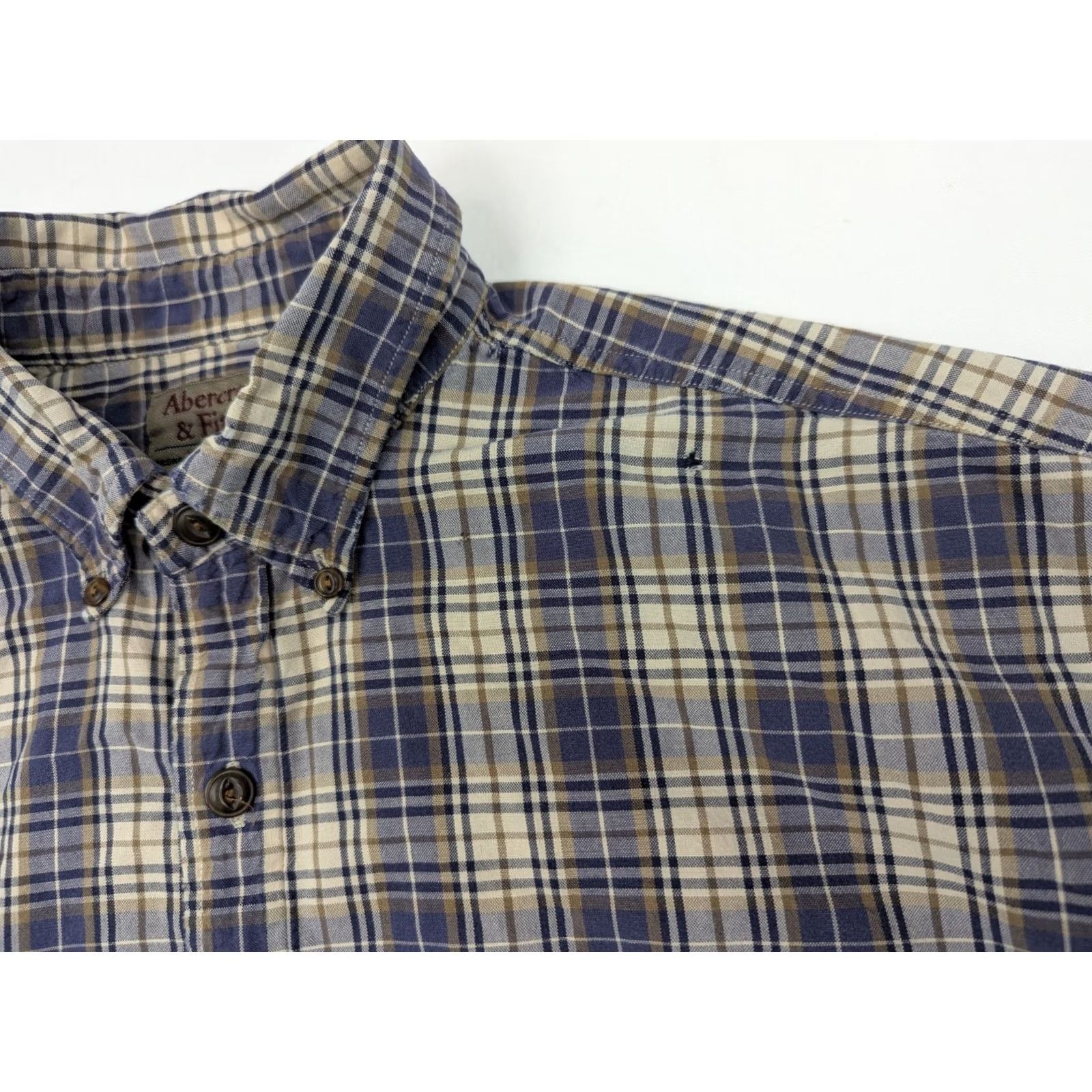 Abercrombie & Fitch Vtg Abercrombie & Fitch The Big Shirt Plaid Flannel Men L Blue Cotton Button-Up Shirt Mens Size US L / EU 52-54 / 3 - 7 Thumbnail