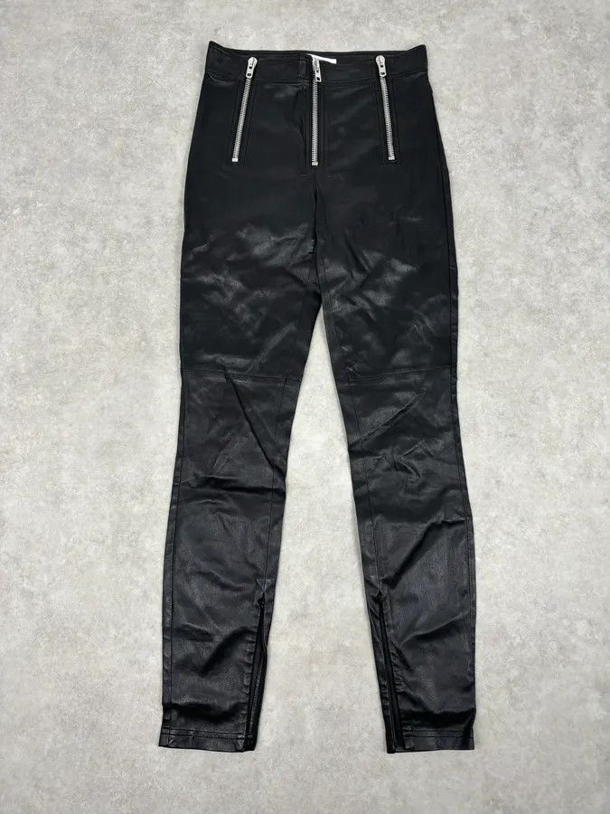 Givenchy 2010s Givenchy Black Leather Multi-Zip Skinny Pants Size 26" / US 2 / IT 38 - 1 Thumbnail