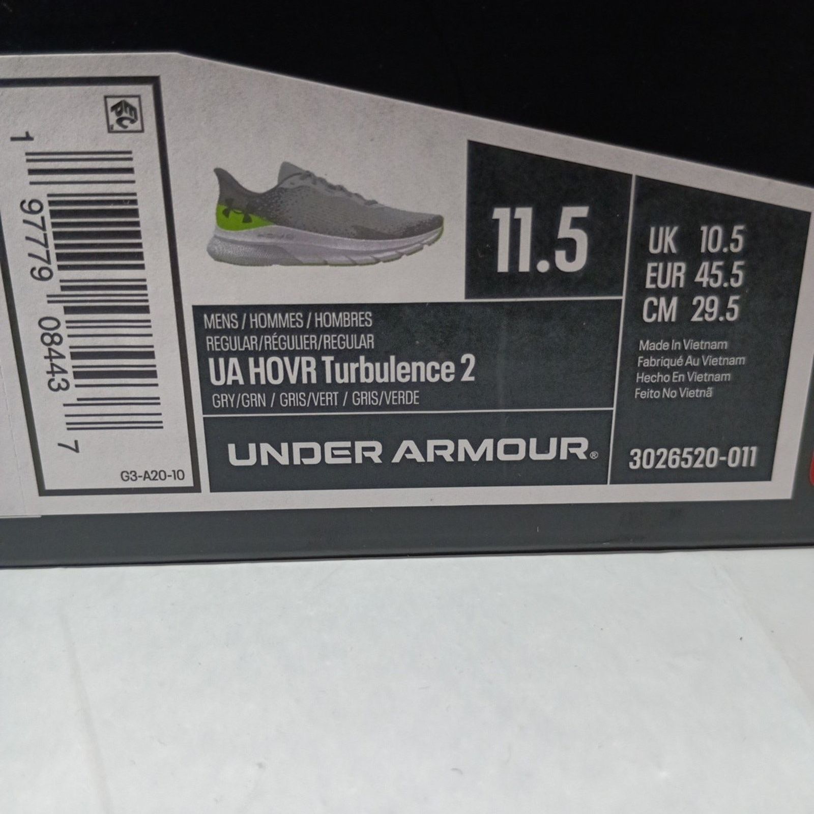 Under Armour Under Armour Turbulence 2 Men's Size 11.5 Gray / Neon Green Size US 11.5 / EU 44-45 - 9 Thumbnail