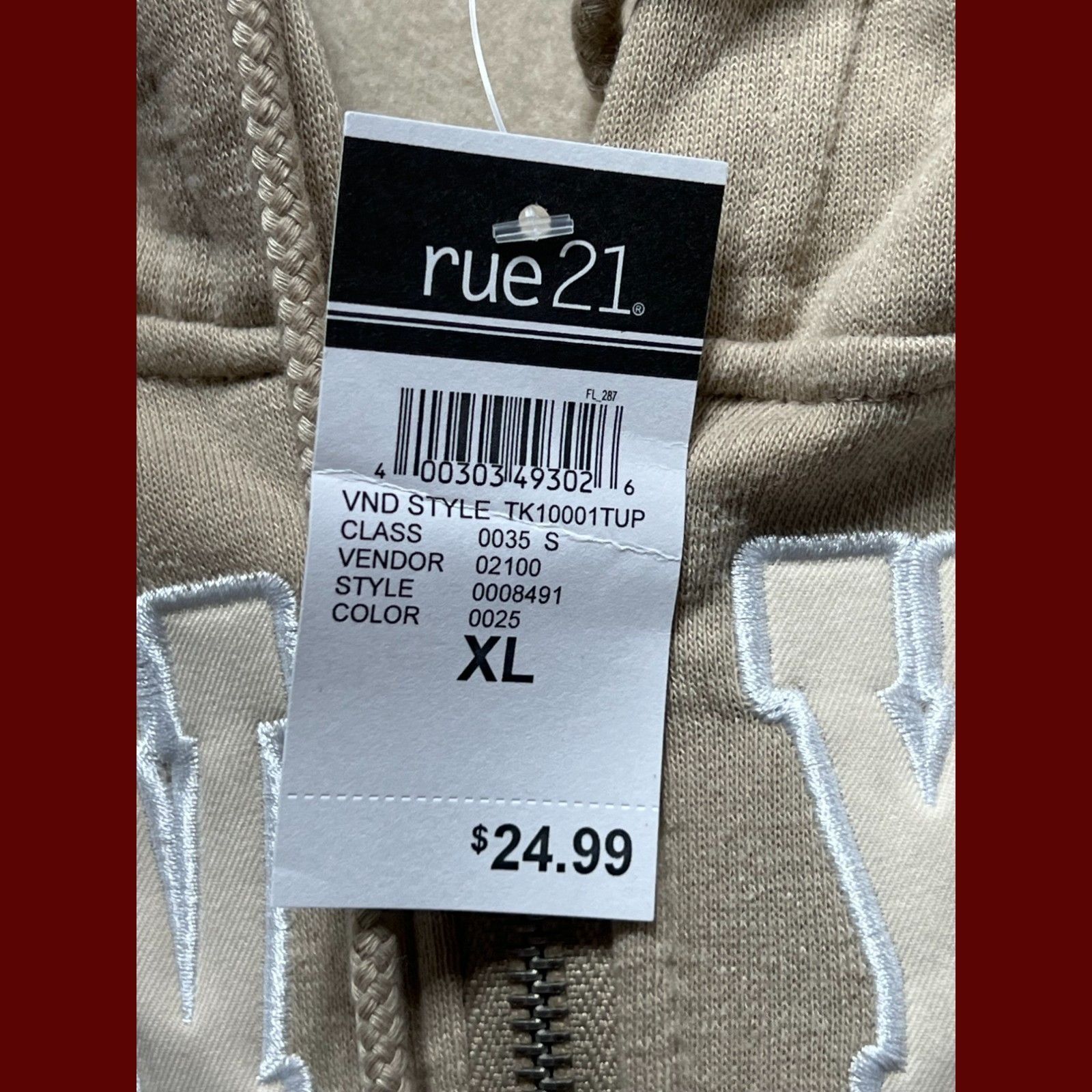 rue21 Rue 21 - Women's Long Sleeve Hooded Sweatshirt - Beige - Ext Size XL / US 12-14 / IT 48-50 - 8 Thumbnail