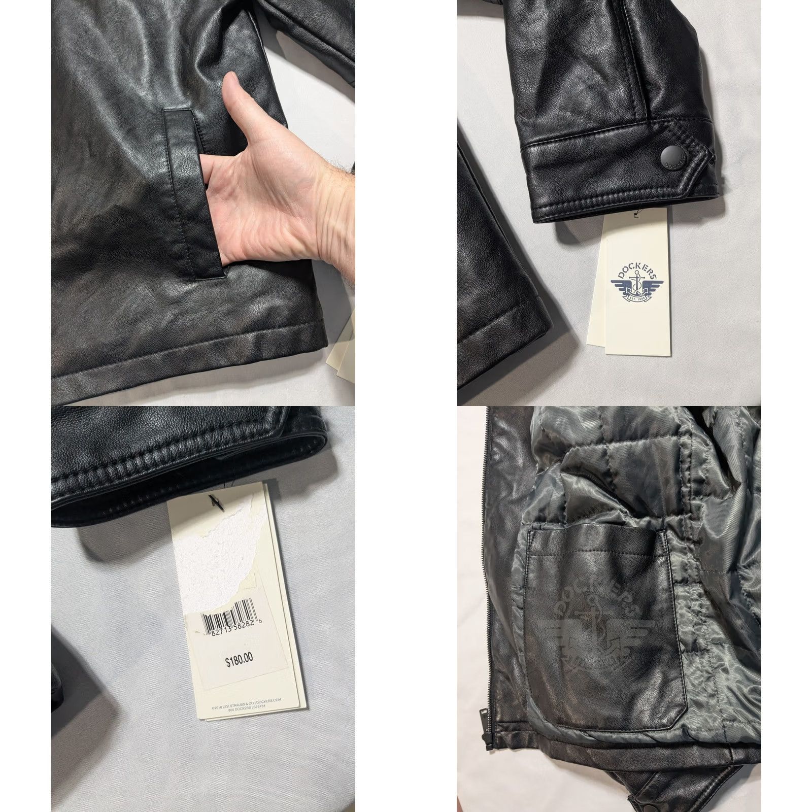 Dockers DOCKERS Black Vegan Faux Leather Jacket Men Medium Zip Quilted Lining NEW Midweight Fall Winter Regular Jacket Mens Size US M / EU 48-50 / 2 - 9 Thumbnail