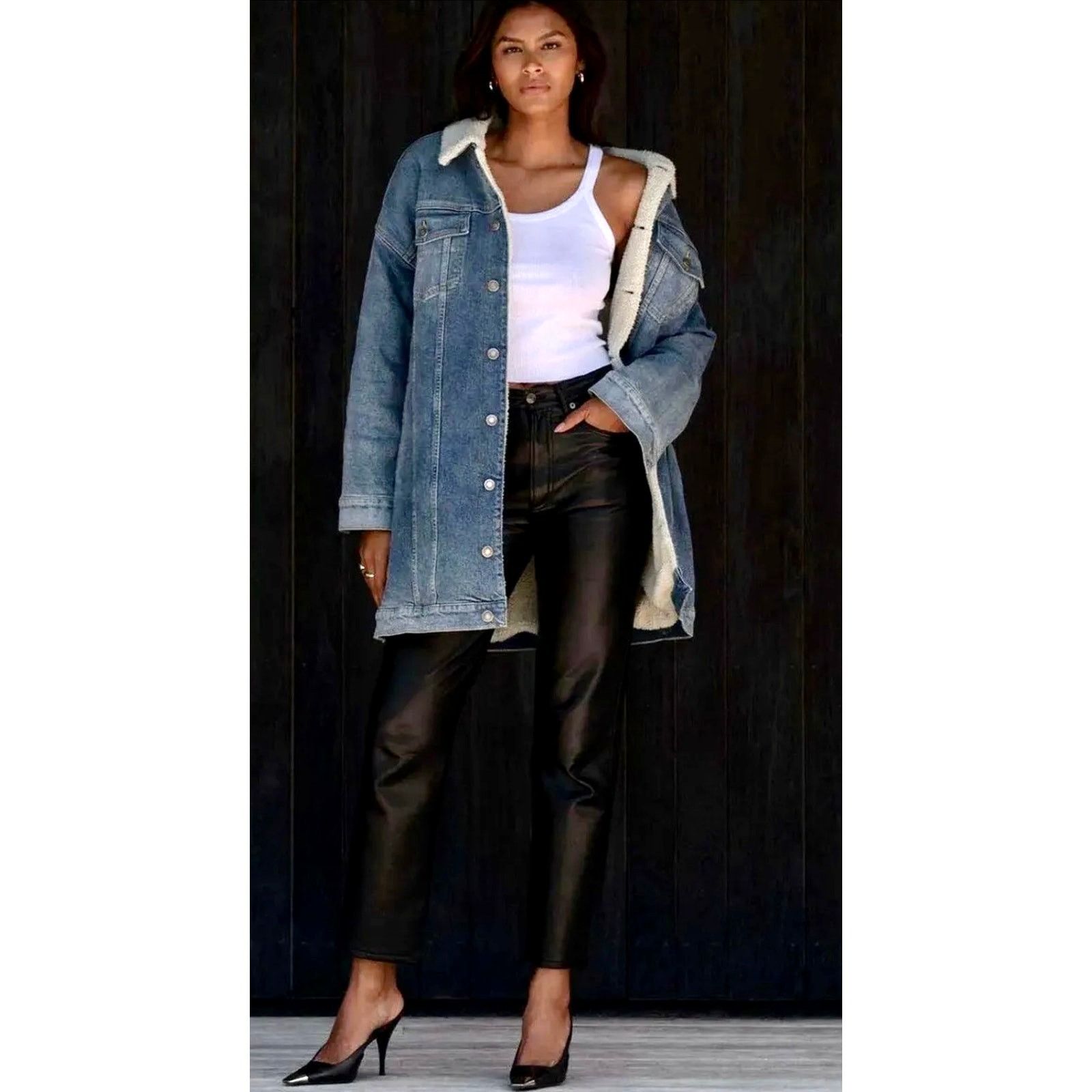 Other LNDN Landon Denim Sherpa Lined Jacket Medium Wash XS/S Size S / US 4 / IT 40 - 2 Thumbnail
