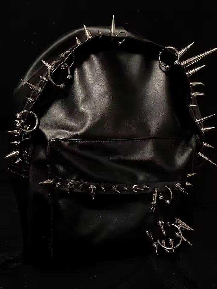 Other Punk Rivet Skull PU Leather Black Large Capacity Backpack Size ONE SIZE - 4 Thumbnail