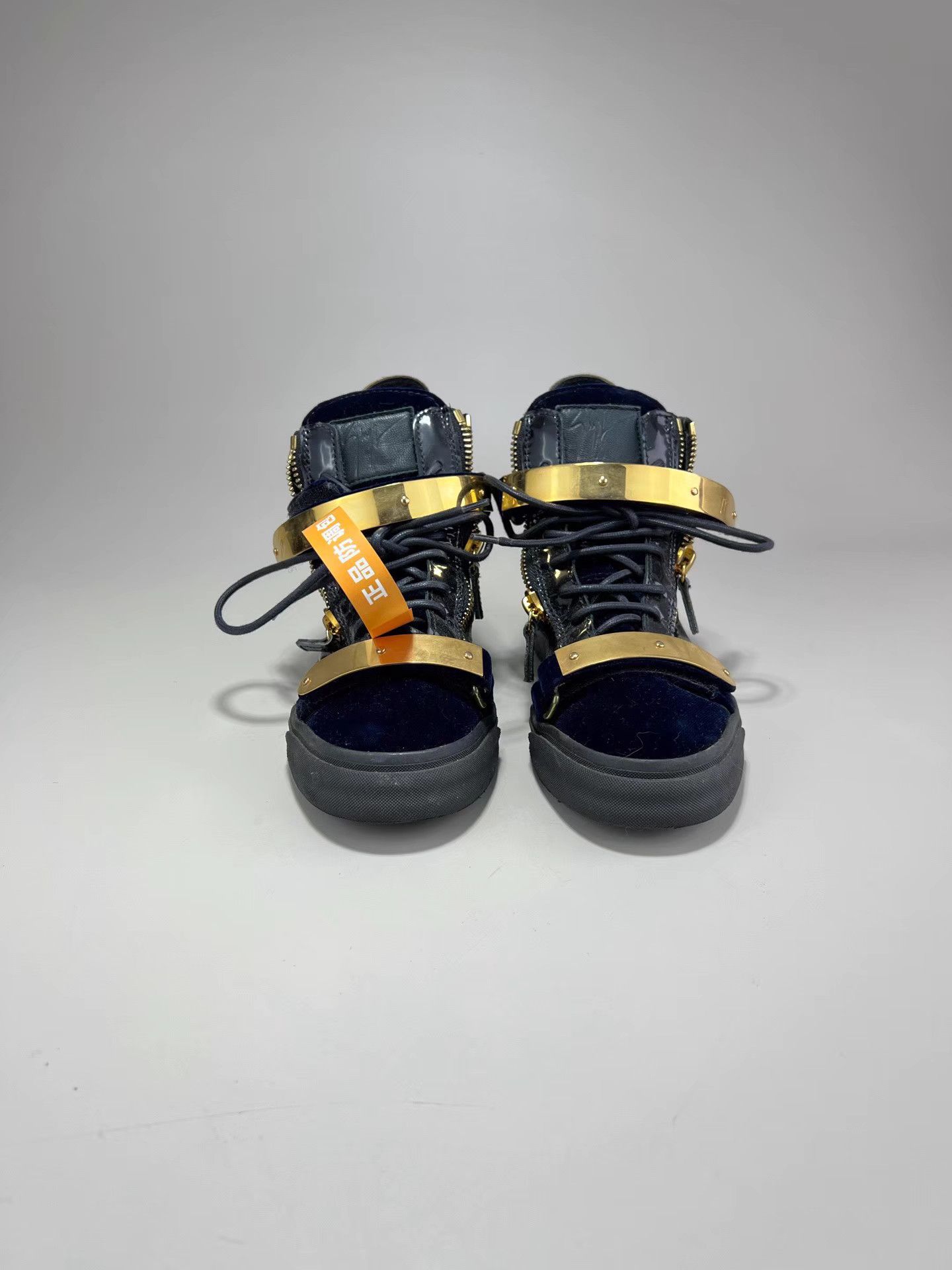 Giuseppe Zanotti GIUSEPPE ZANOTTI GZ Gold Buckle High-top Velcro Sneakers K1 Size US 5 / IT 35 - 2 Thumbnail
