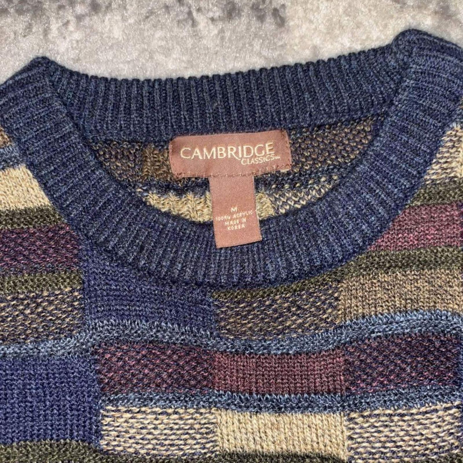 Vintage Vintage 90s Cambridge Classics Geometric Knit Sweater Size US M / EU 48-50 / 2 - 2 Thumbnail
