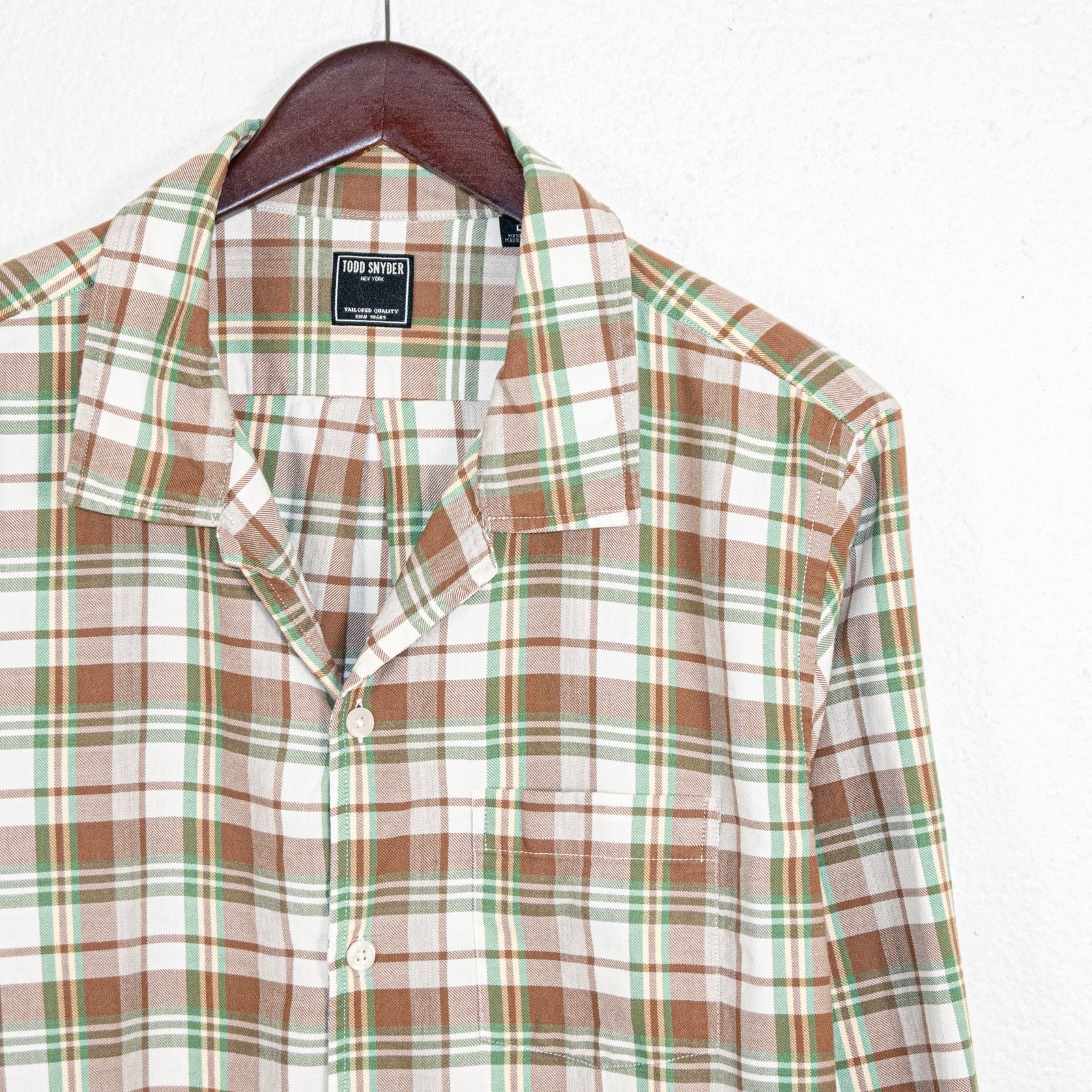 Todd Snyder Todd Snyder Men's Large Camp Collar Flannel Shirt Plaid Size US L / EU 52-54 / 3 - 3 Thumbnail