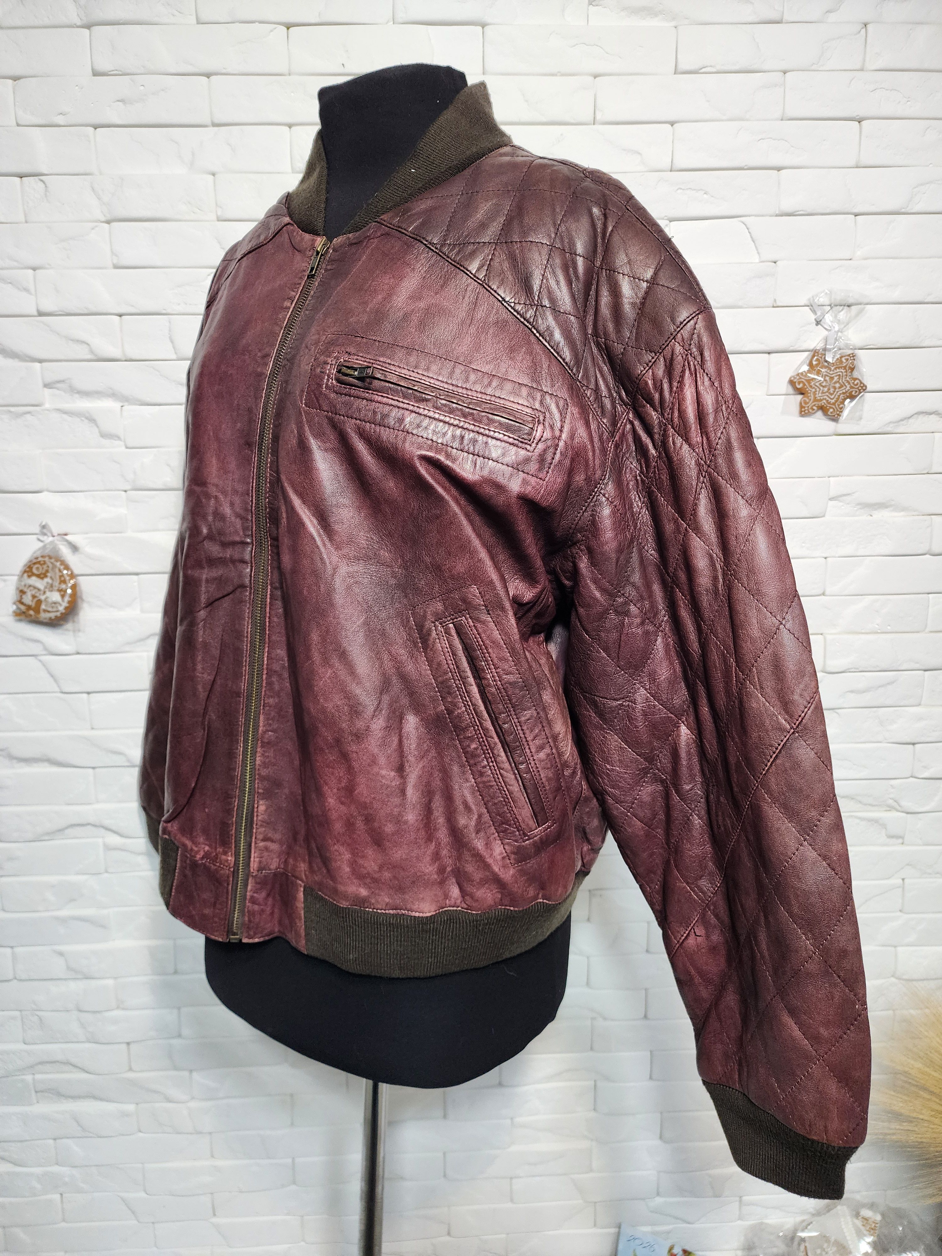 Furla Burgundy Leather Jacket: Men's Zippered, Pockets Size US L / EU 52-54 / 3 - 2 Thumbnail