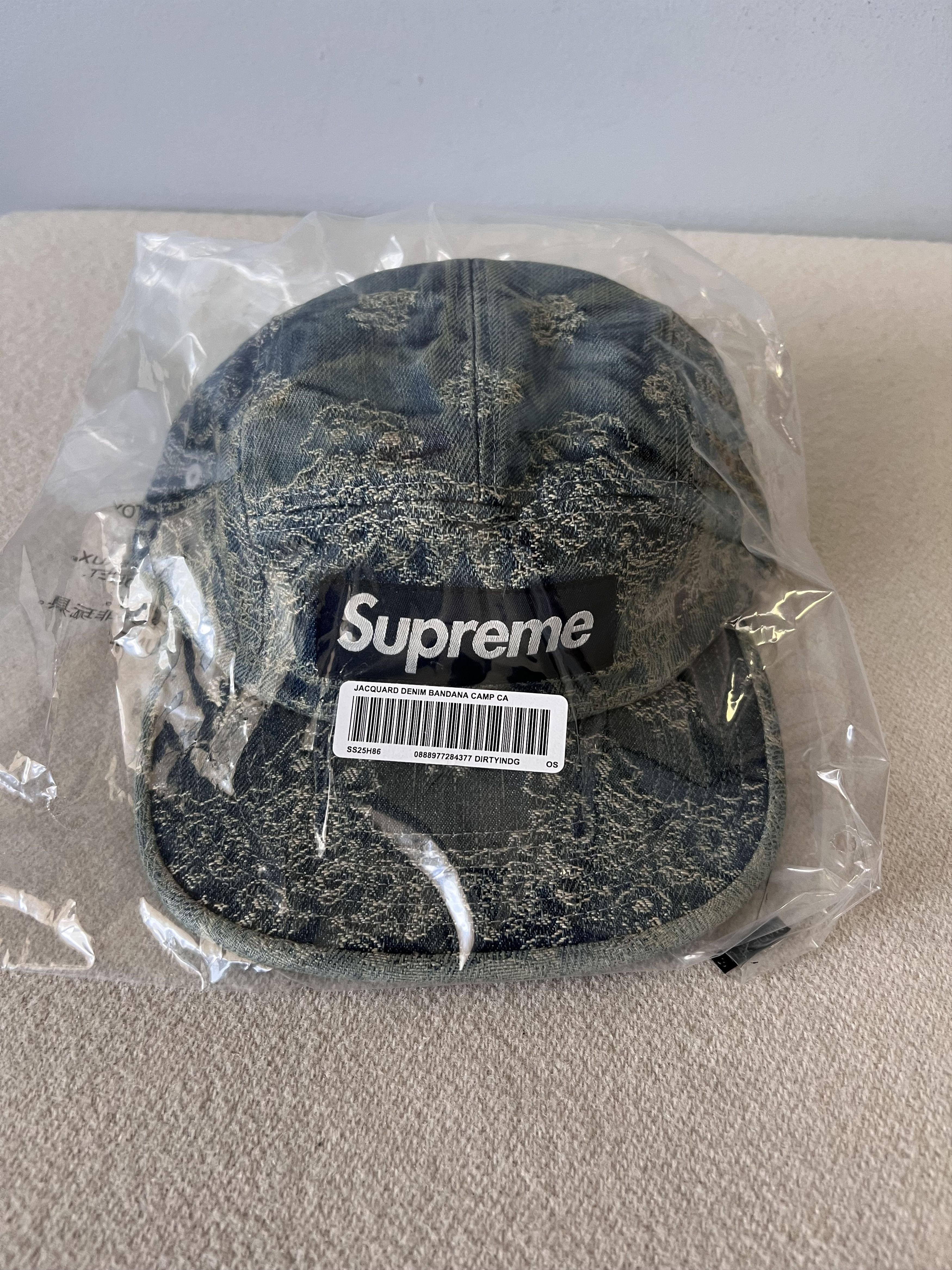 Supreme Supreme Jacquard Denim Bandana Camp Cap in Dirty Indigo Blue Size ONE SIZE - 2 Thumbnail