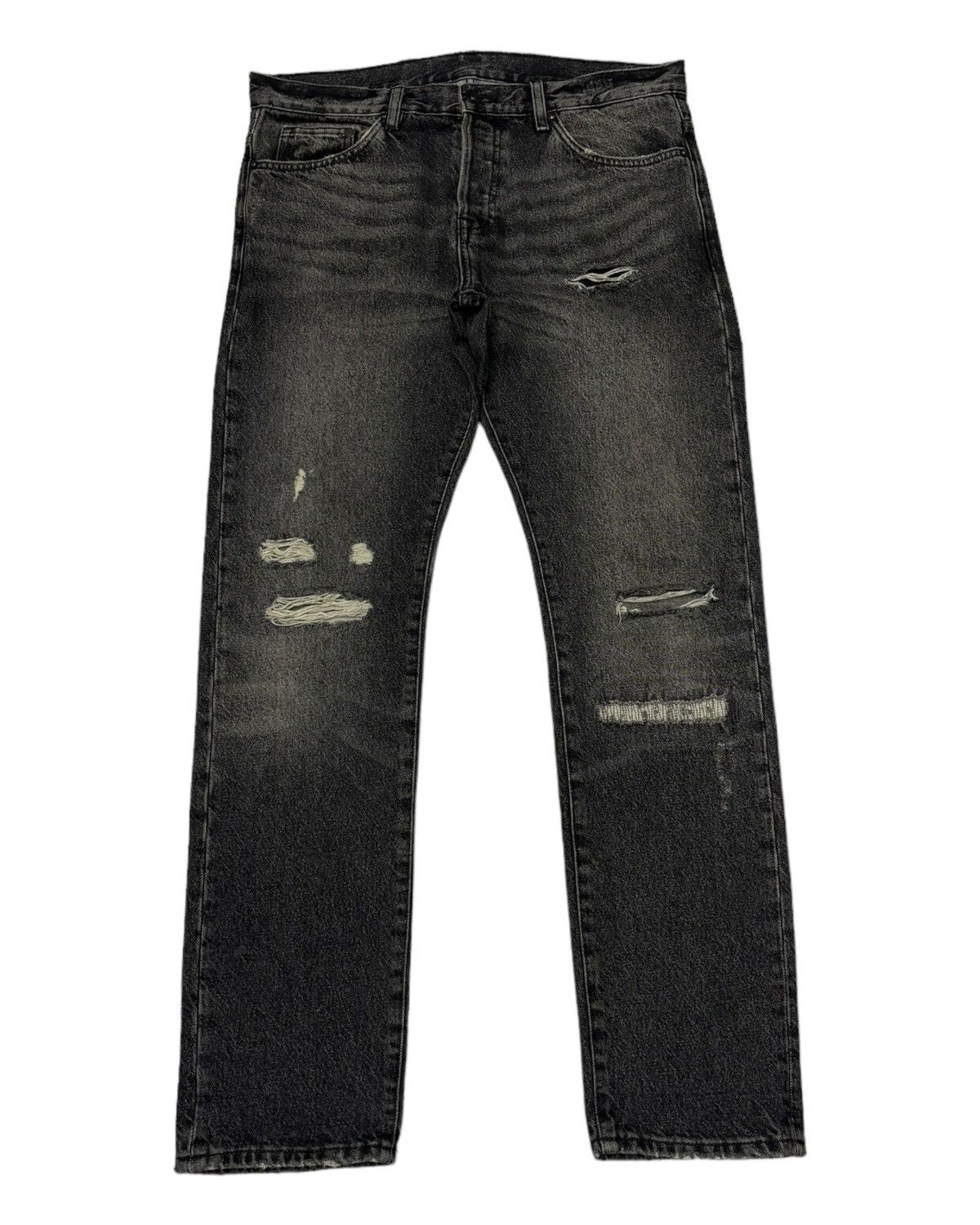 If Six Was Nine Vintage &Denim Charcoal Black Distressed Denim Jeans Size US 34 / EU 50 - 7 Thumbnail