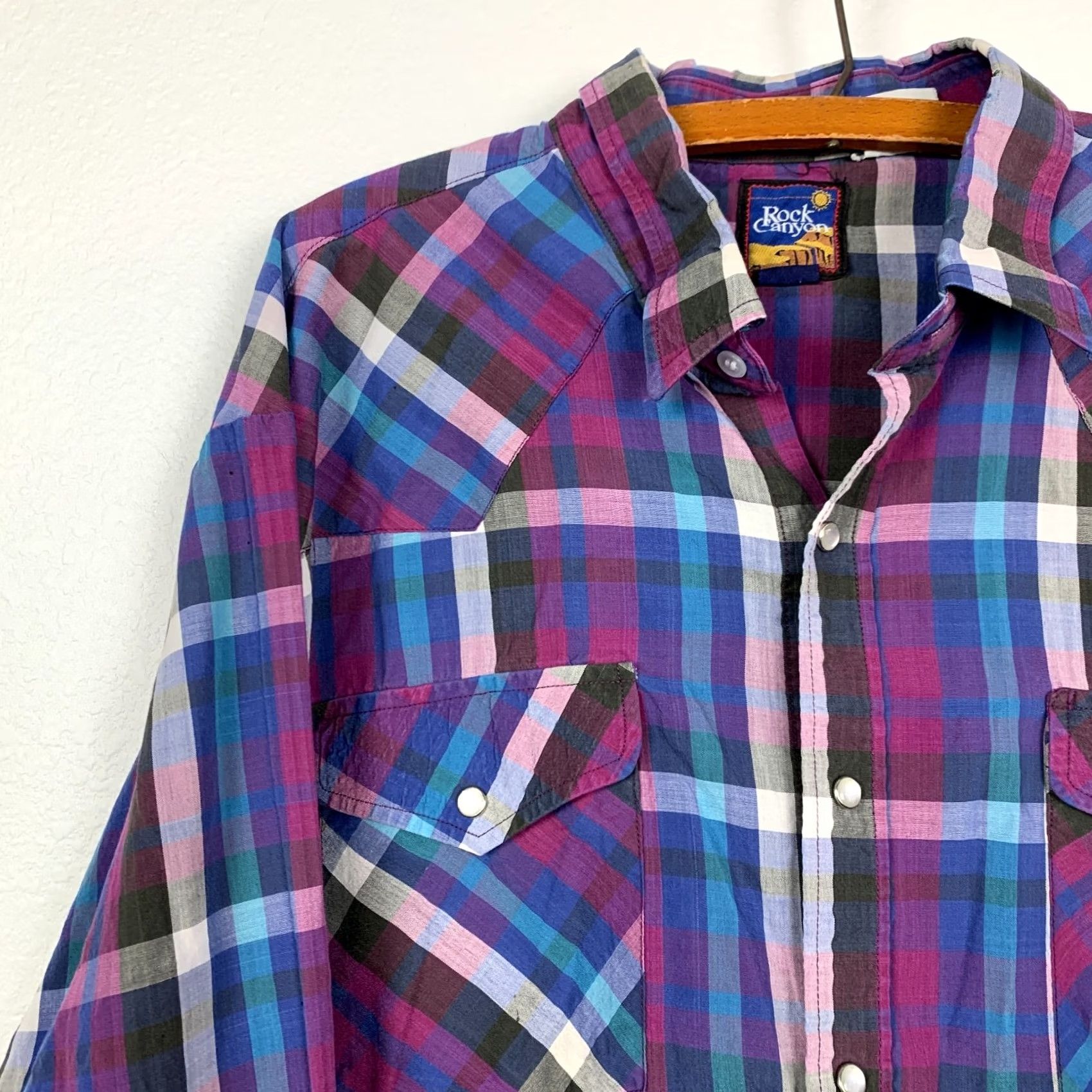 Vintage VINTAGE Rock Canyon Shirt XL Purple Western Pearl Snap Grunge 1980s Long Sleeve Cotton Size US XL / EU 56 / 4 - 3 Thumbnail