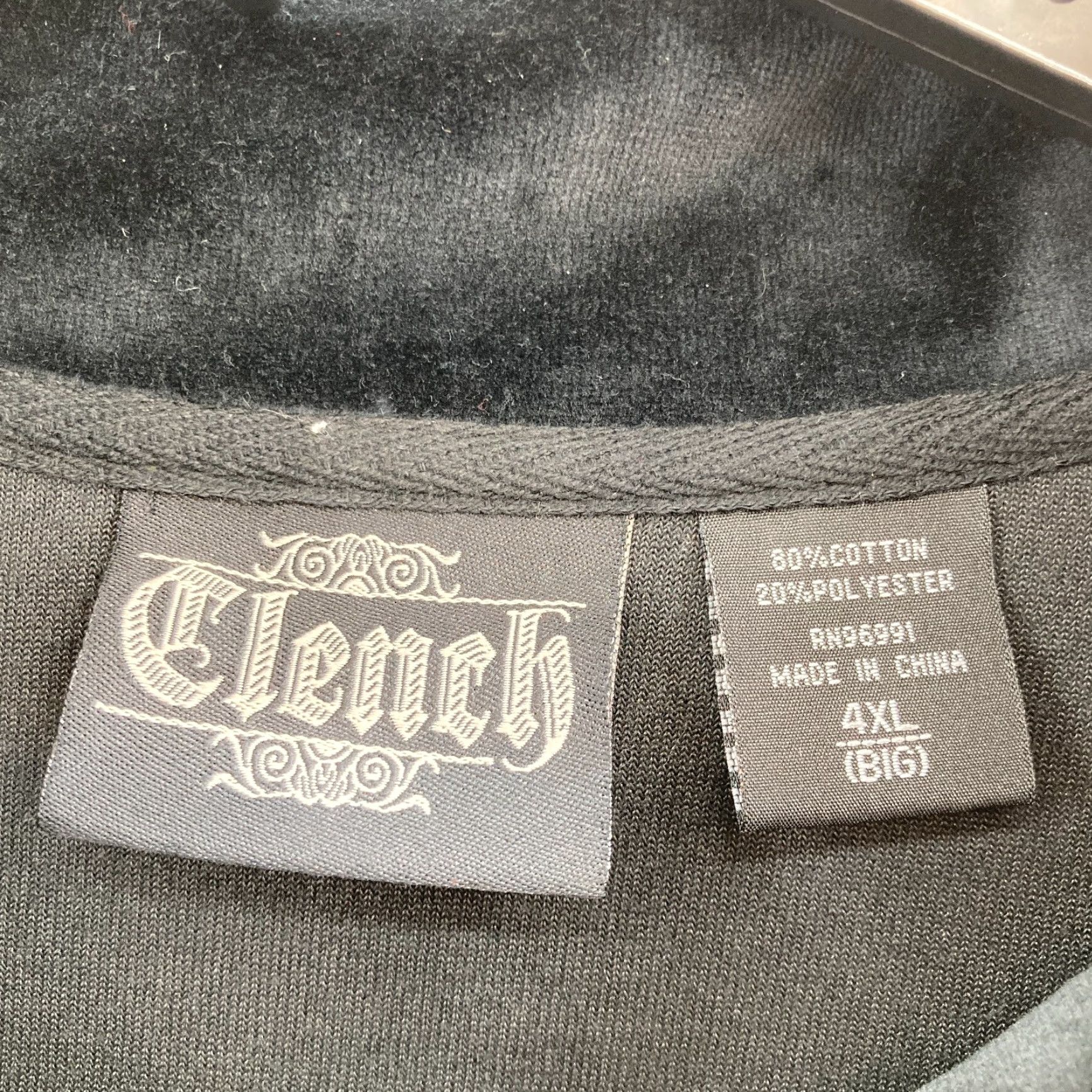 Velour VINTAGE Clench Tracksuit Jacket Mens 4XL Velour Black Embroidered Hip Hop Jacket Size 48R - 6 Thumbnail