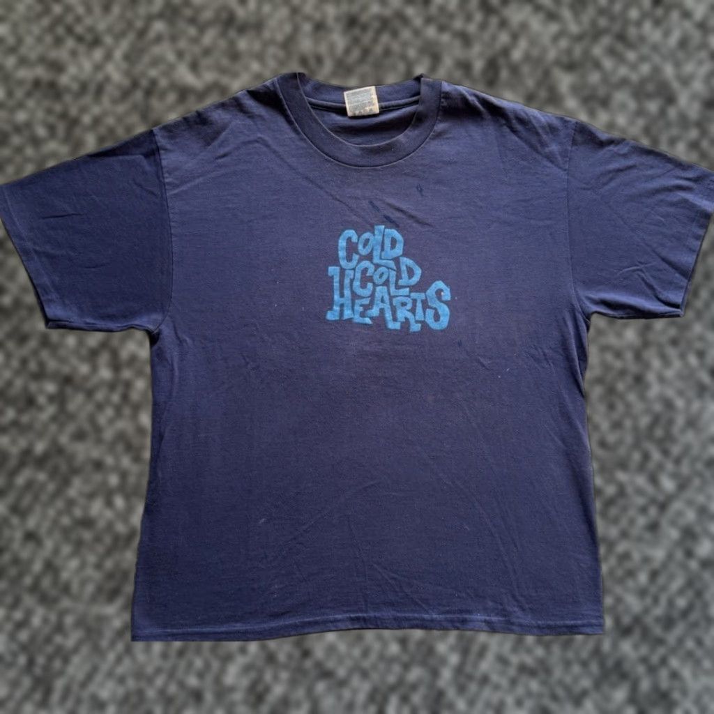 Hanes VINTAGE 1997 Cold Cold Hearts T Shirt Hanes Crew Neck Short Sleeve Blue Cotton 90s Band Punk Rock Logo Graphic Print Men L Mens Size US L / EU 52-54 / 3 - 1 Thumbnail