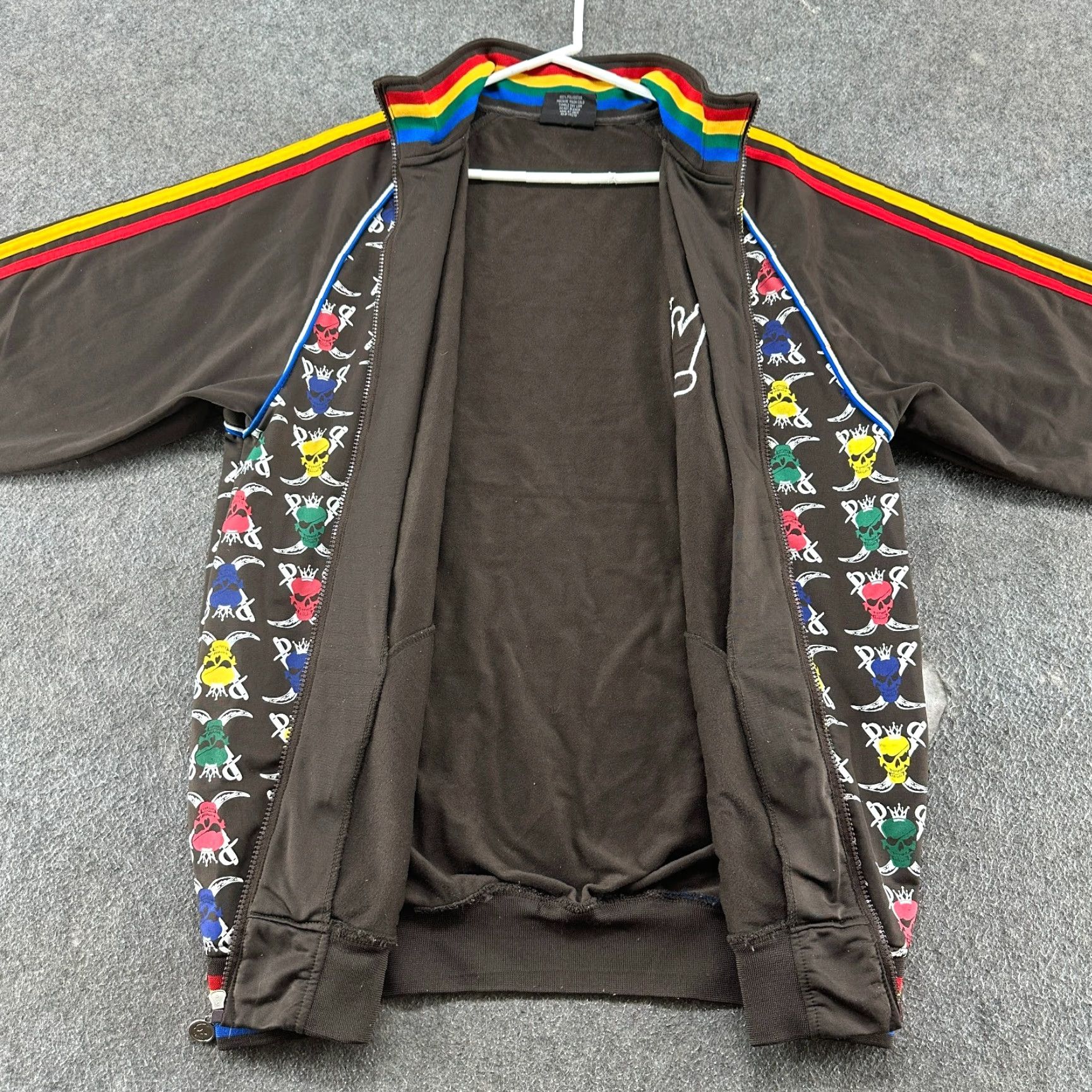 Vintage VINTAGE Dido Apparel Jacket Mens L Brown Zip Crown Pirates Skull AOP Windbreaker Striped Full Zip Soccer 90s Mens Size US L / EU 52-54 / 3 - 2 Thumbnail