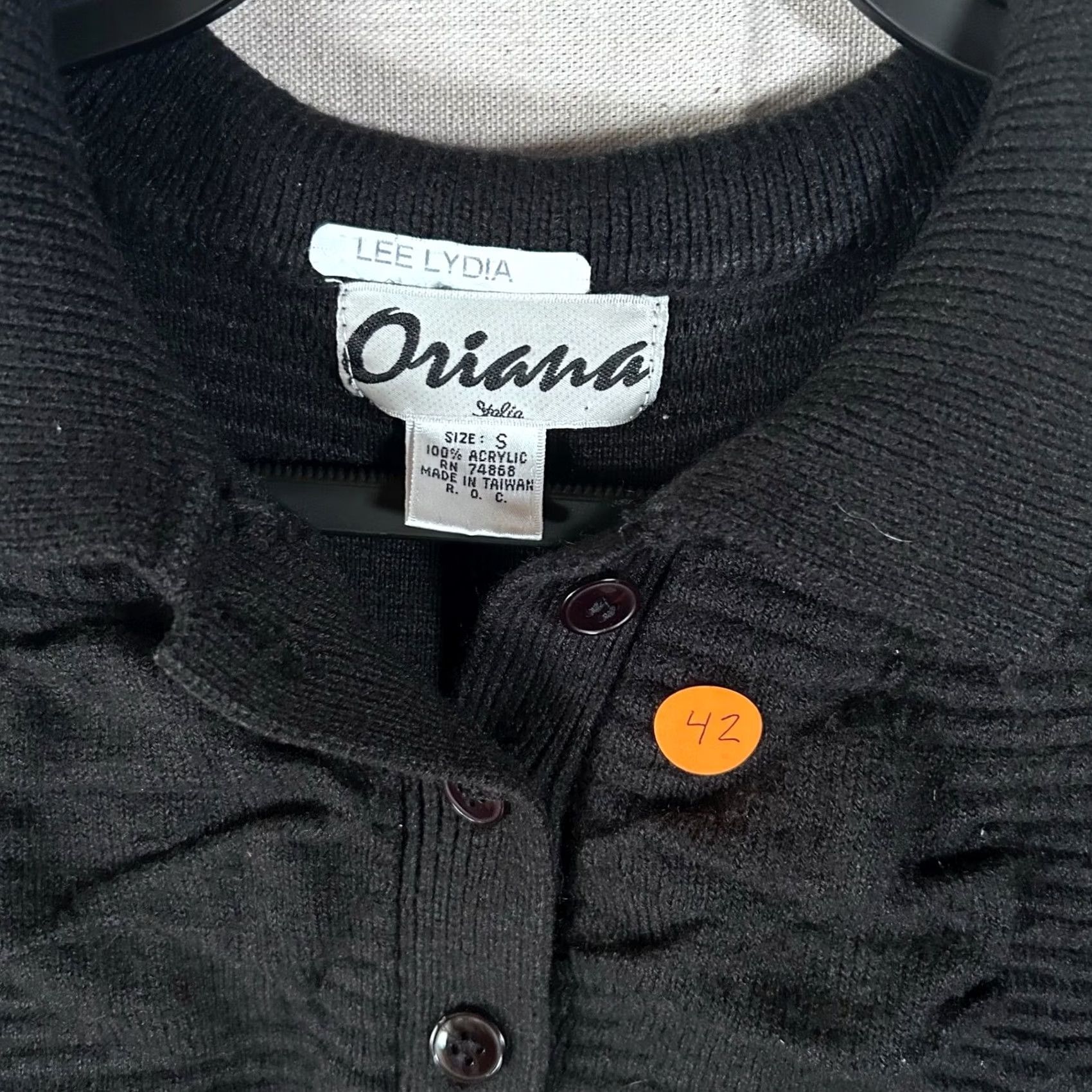 Vintage Oriana Italia Vintage Black Textured Knit Polo Sweater Small Acrylic Long Sleeve Size S / US 4 / IT 40 - 3 Thumbnail