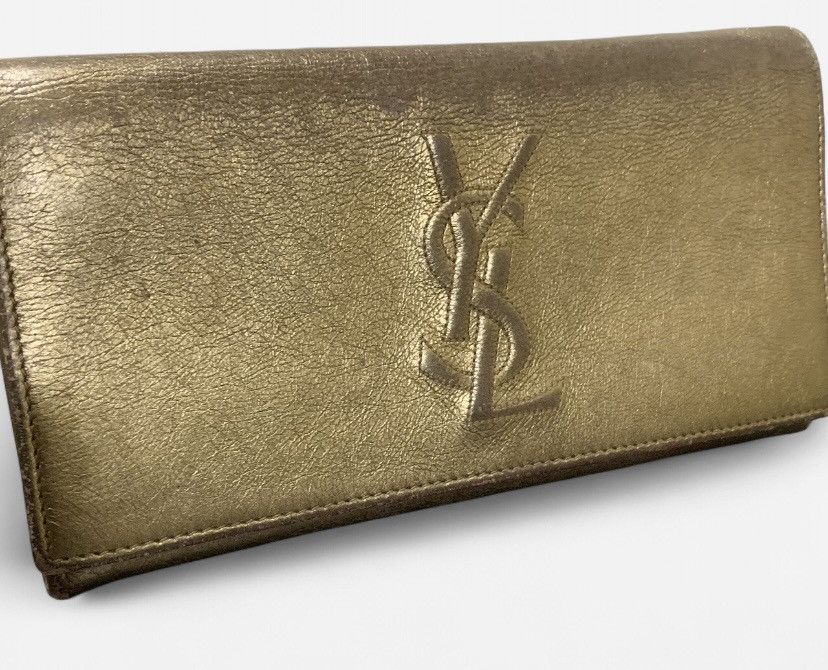 Yves Saint Laurent Yves Saint Laurent Metallic Gold Leather Wallet Size ONE SIZE - 1 Thumbnail