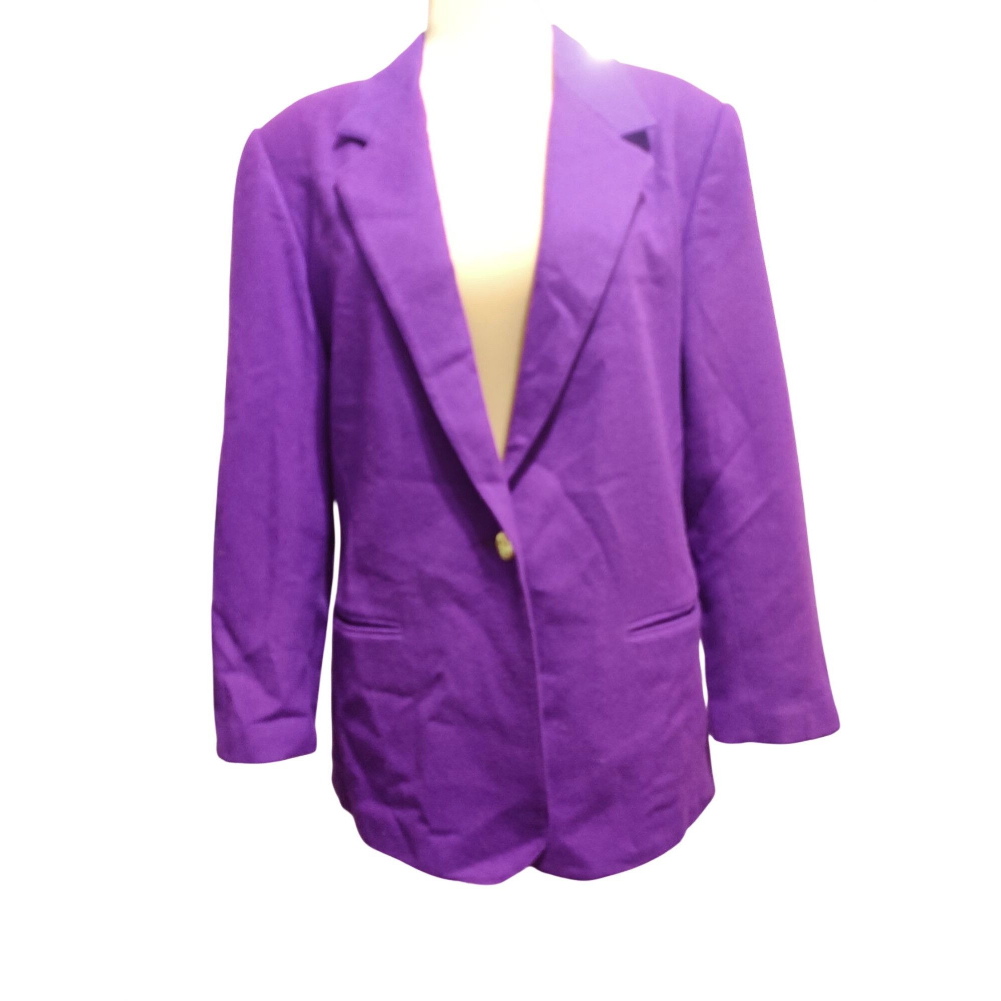 Vintage Vintage Adolfo International 12 Purple Wool Blazer Gold Butt Size XL / US 12-14 / IT 48-50 - 15 Thumbnail
