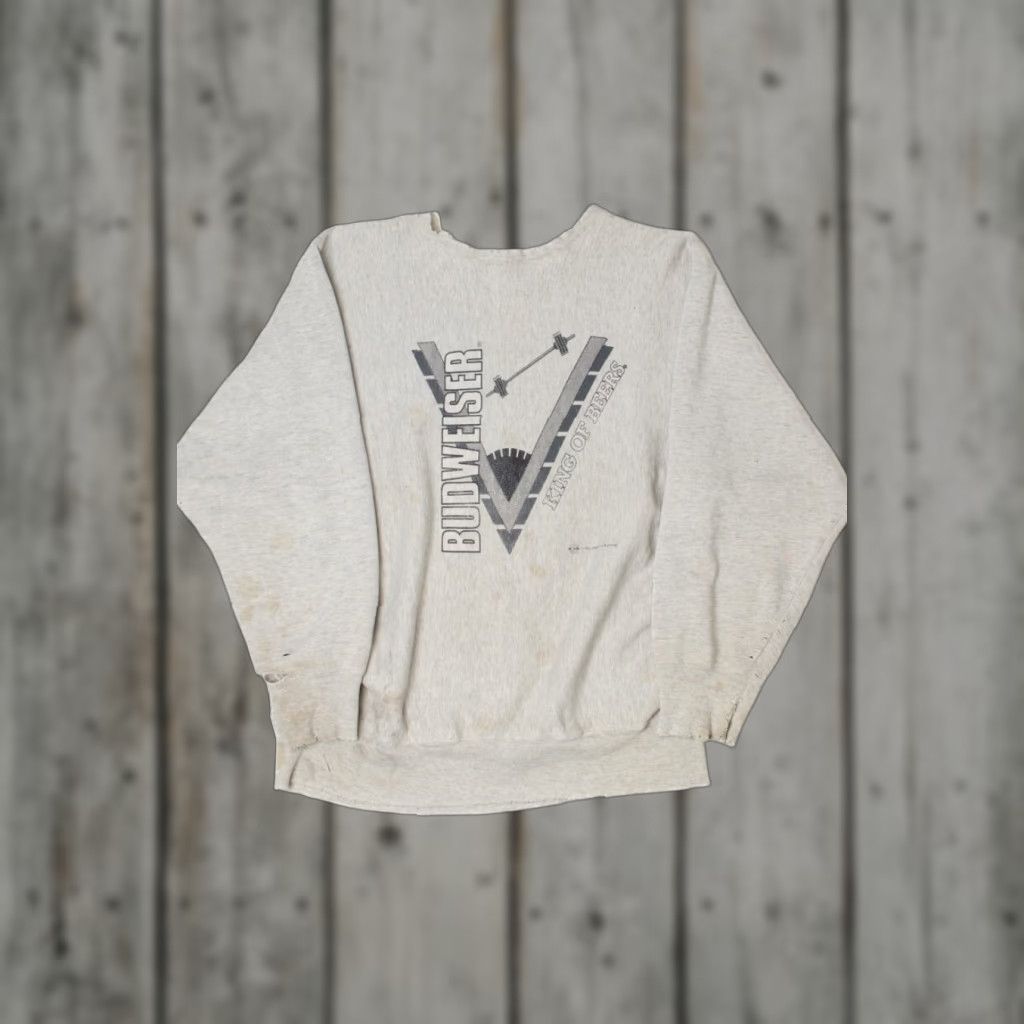 Budweiser VINTAGE 1990'S Thrashed Budweiser King Of Beers Sweatshirt XL Gray Doyle Size US XL / EU 56 / 4 - 1 Thumbnail