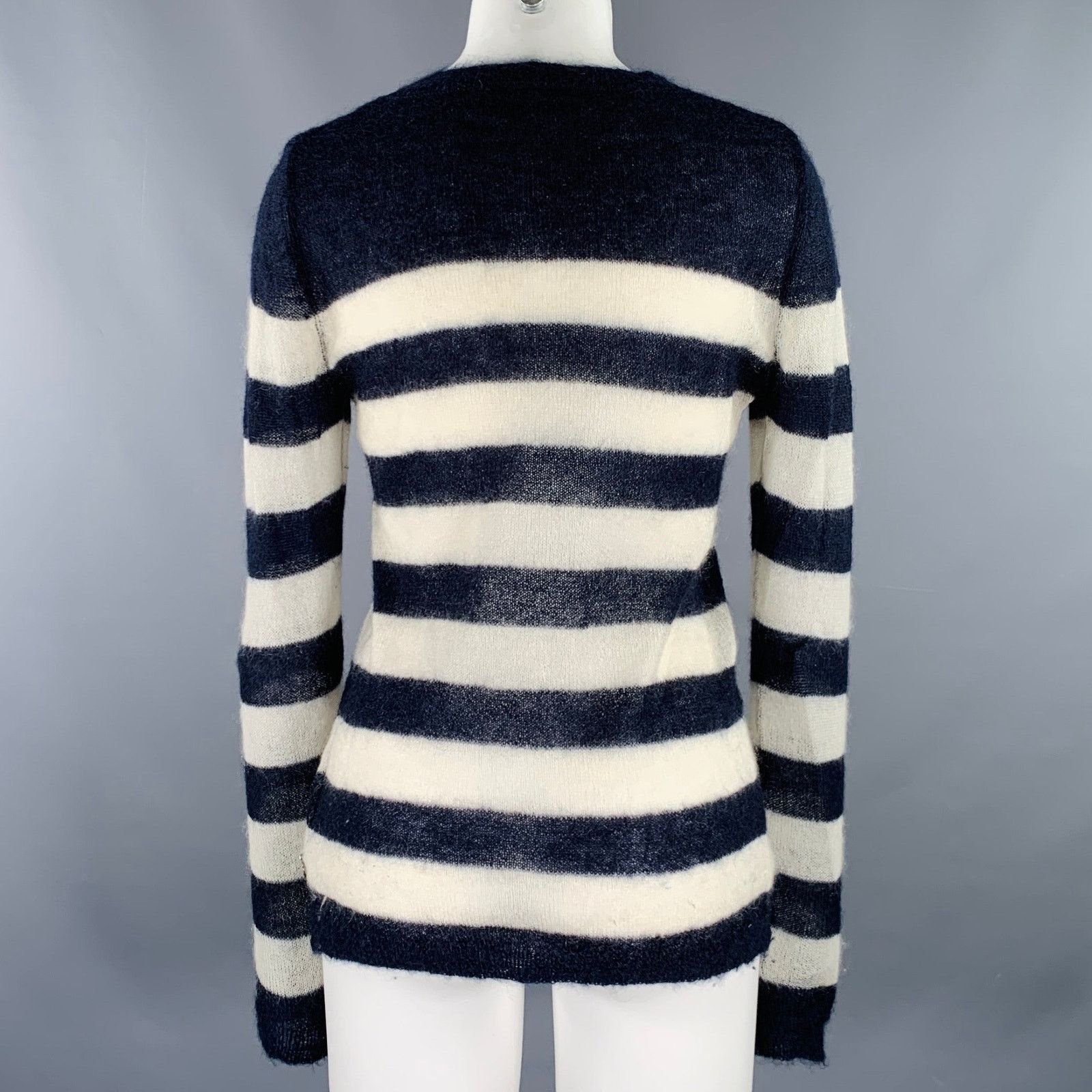 Scotch & Soda SCOTCH AND SODA Size M Navy Cream Stripe Crew Neck Pullover Size M / US 6-8 / IT 42-44 - 3 Thumbnail