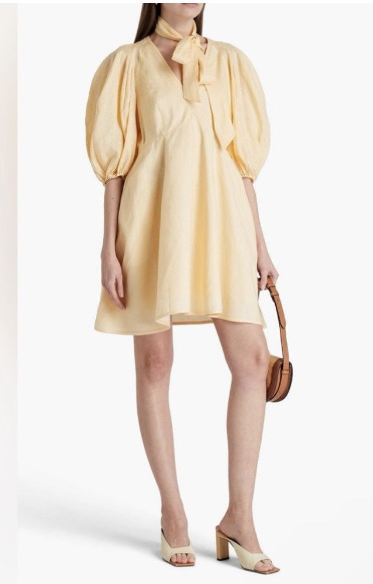 Zimmermann ZIMMERMANN Tie-detailed 100% Linen Mini Dress size 0P Size XS / US 0-2 / IT 36-38 - 2 Thumbnail