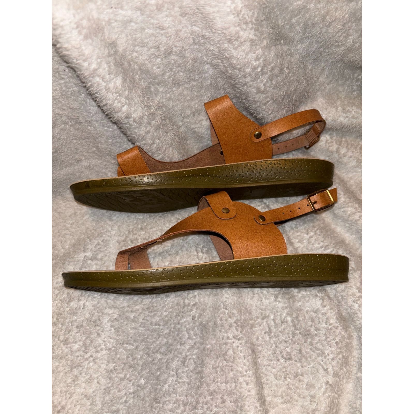 The Unbranded Brand Brown Leather Sandals Size 39/US 8.5 Size US 8.5 / IT 38.5 - 3 Thumbnail
