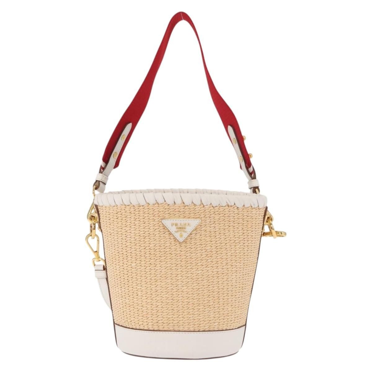 Prada Prada Bucket Bag Woven Raffia with Leather Size ONE SIZE - 1 Thumbnail