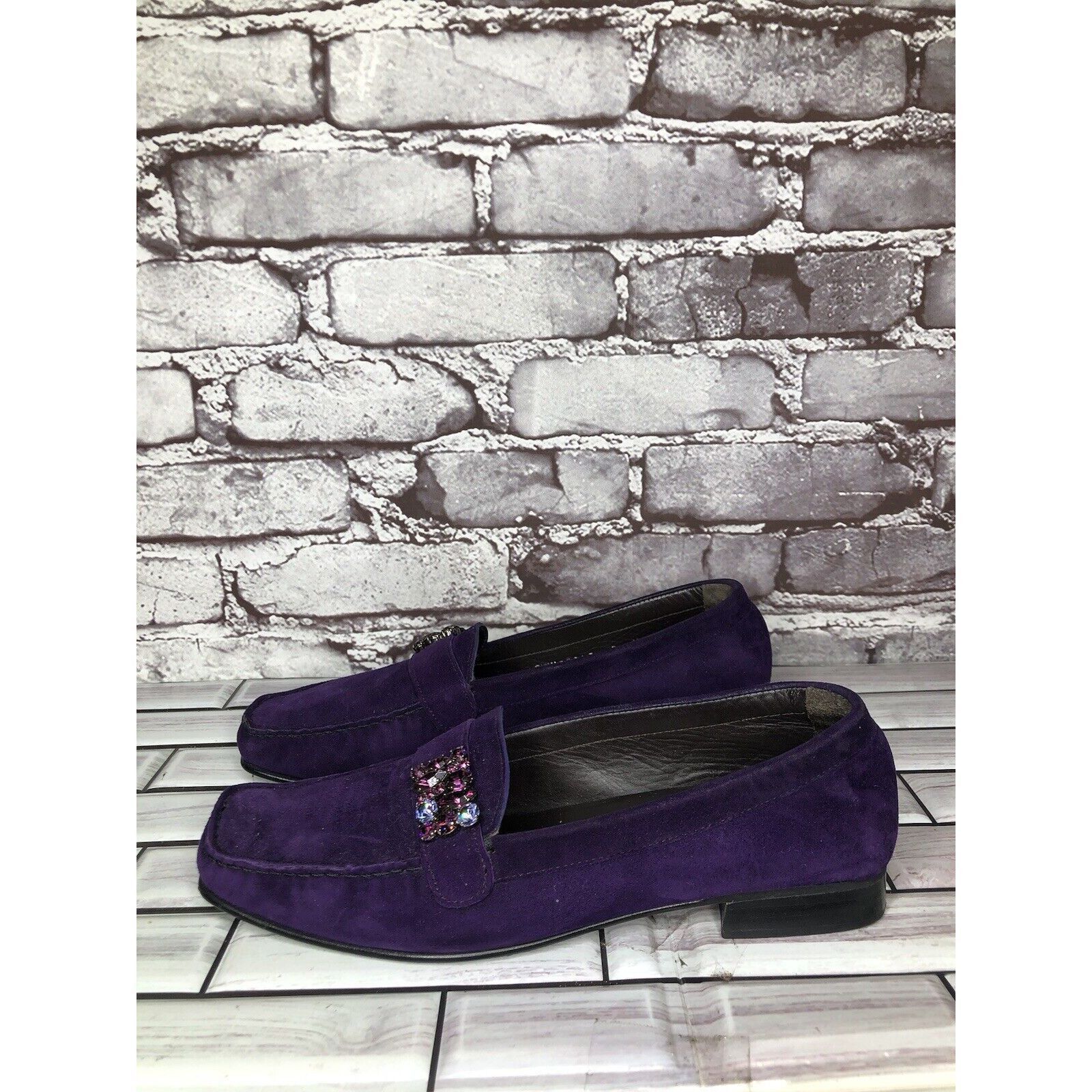 Stuart Weitzman Stuart Weitzman Purple Suede Leather Rhinestone Pump Shoes W Size US 8.5 / IT 38.5 - 20 Thumbnail