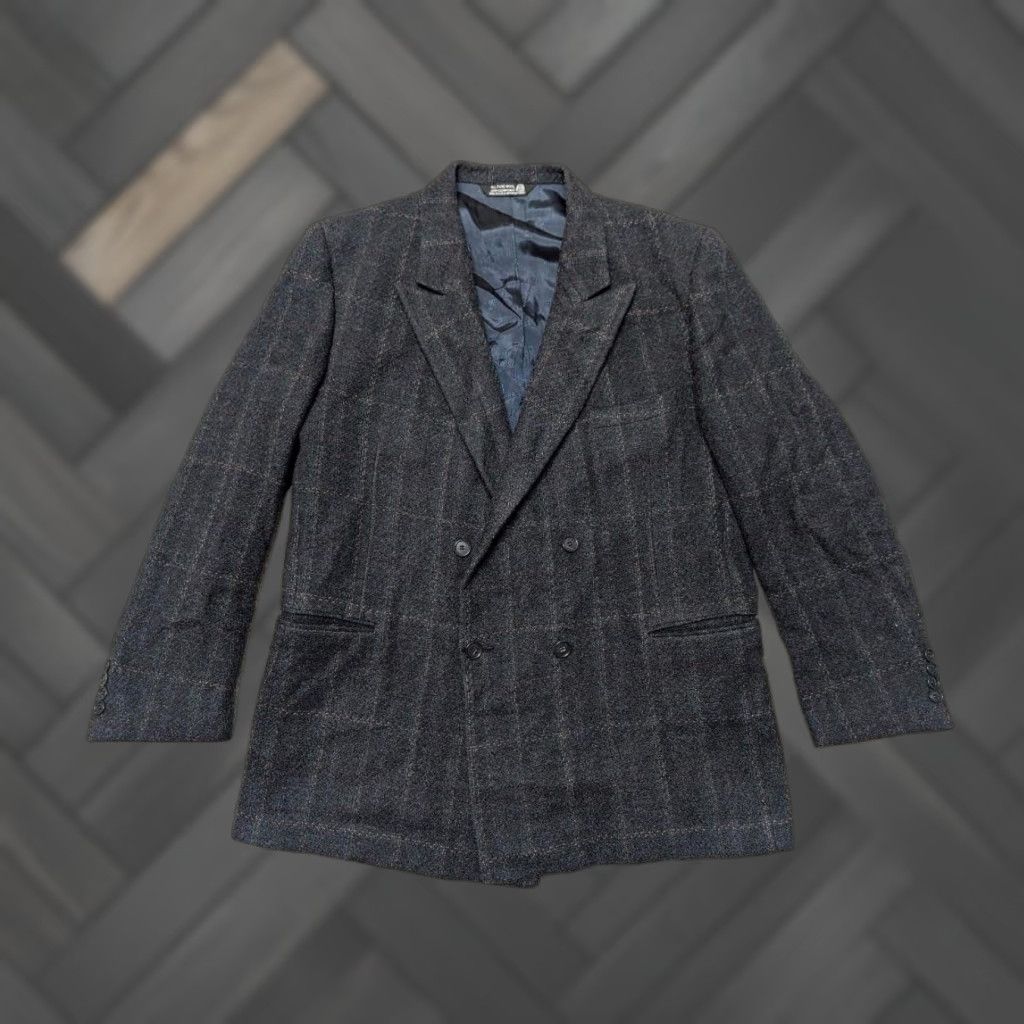 Vintage VINTAGE USA Made TWEED double breasted Blazer WOOL donegal STRIPED plaid BLUE 42R - JA INTERNATIONAL Blazer Mens 42R Wool Tweed Plaid 90s? Size 42R - 1 Thumbnail