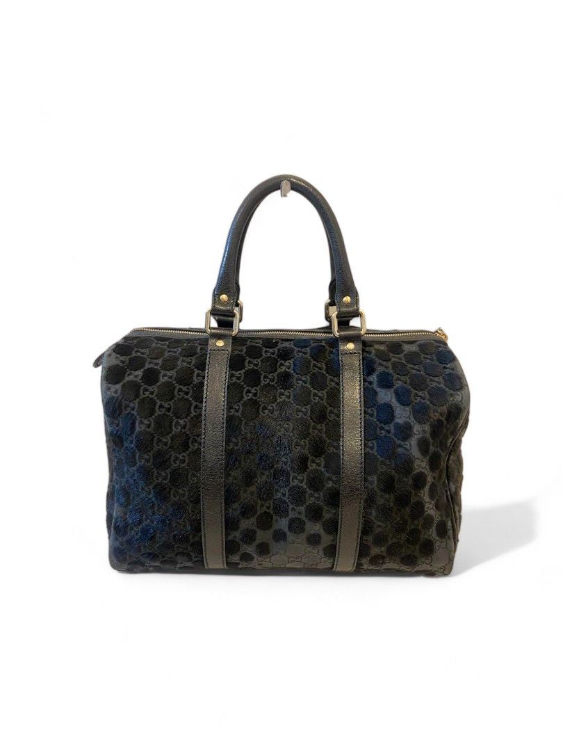 Gucci Gucci - Monogram Boston Bag Mini Trotter Shima Black Fur Size ONE SIZE - 2 Thumbnail
