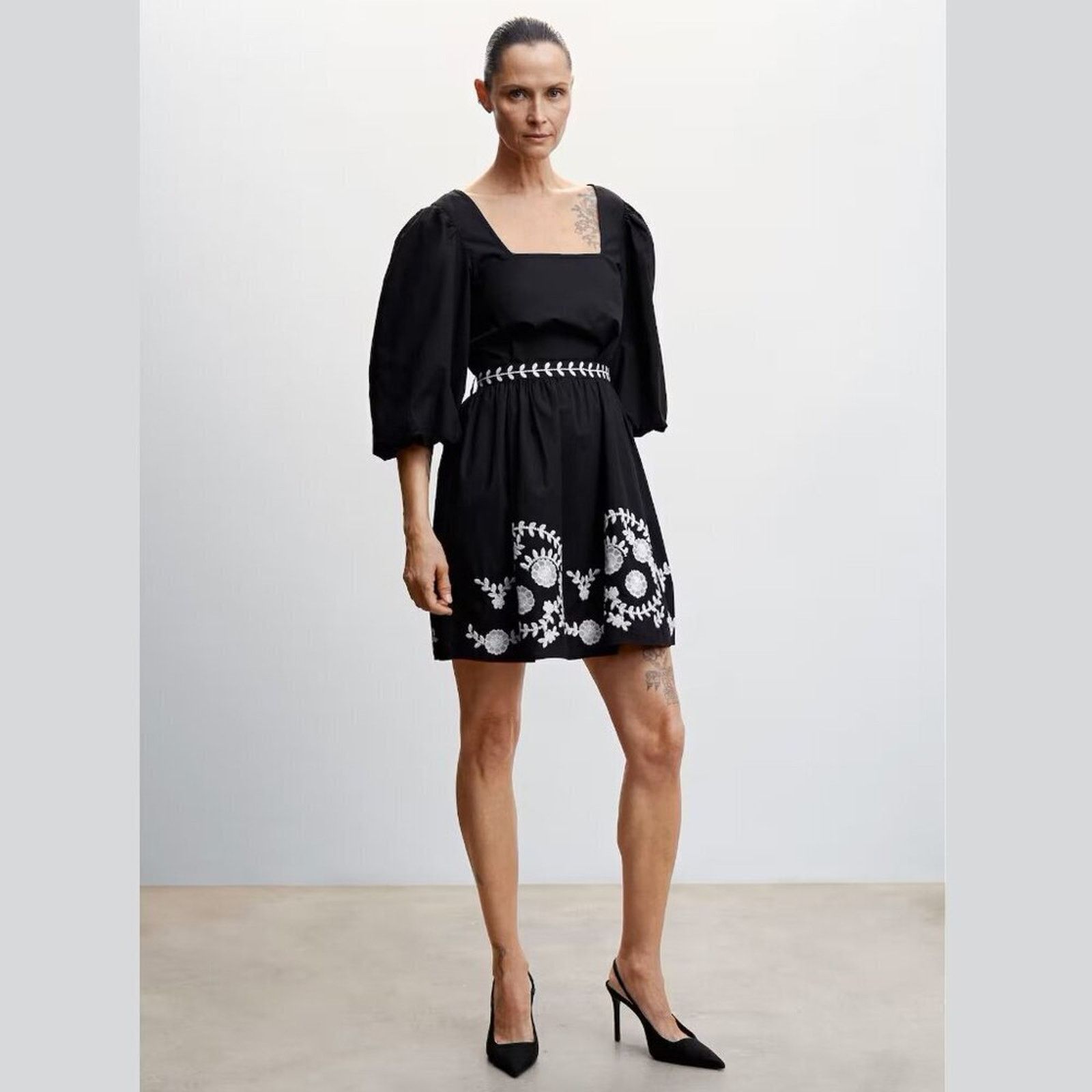 Mango MANGO Puff Sleeve Cotton Dress NWT Size M / US 6-8 / IT 42-44 - 8 Thumbnail