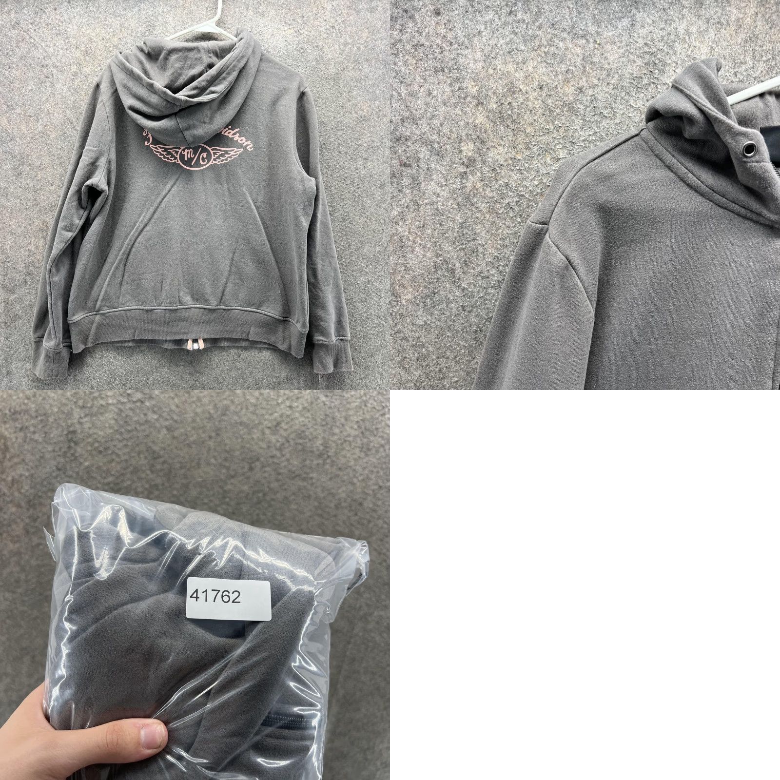 Harley Davidson Harley-Davidson Hoodie Womens XL Gray Full Zip Fleece Logo Sweatshirt Biker Size XL / US 12-14 / IT 48-50 - 8 Thumbnail