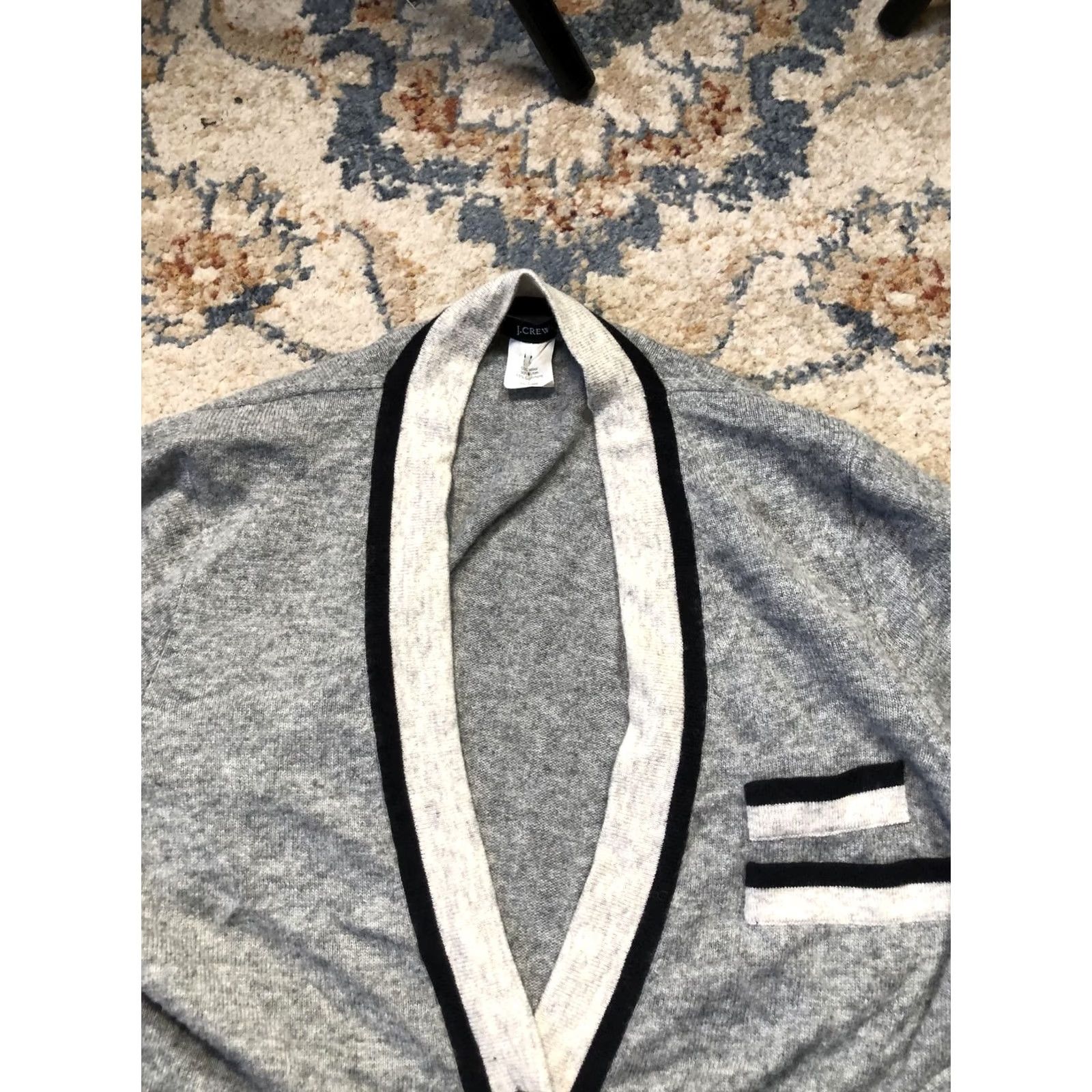 J.Crew VINTAGE J.CREW Cardigan Sweater Womens M Gray Wool Blend Long Button Pocket Cashmere Size M / US 6-8 / IT 42-44 - 6 Thumbnail
