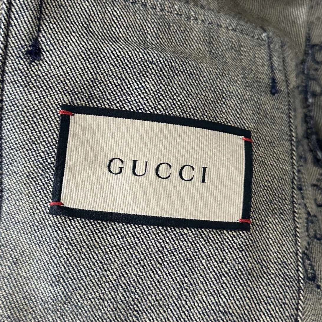 Gucci GUCCI Denim Jacquard Logo Collar Patchwork Jacket 48 Size US M / EU 48-50 / 2 - 6 Thumbnail