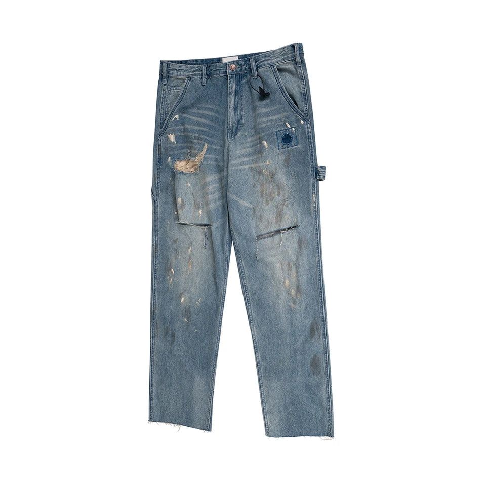 Japanese Brand High Street Hole Distressed Splash Ink Baggy Size US 35 - 7 Thumbnail