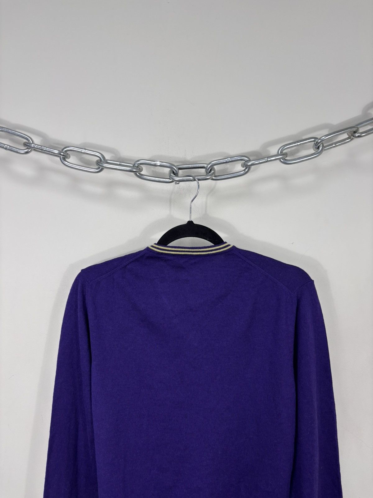 Versus Versace Versus Versace Men’s Purple V-Neck Wool Sweater Jumper Size US L / EU 52-54 / 3 - 13 Thumbnail