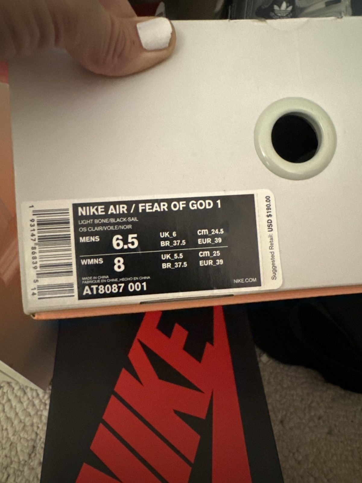Fear of God Nike air fear of God one light bone black sail air raid Size US 6.5 / EU 39-40 - 6 Thumbnail