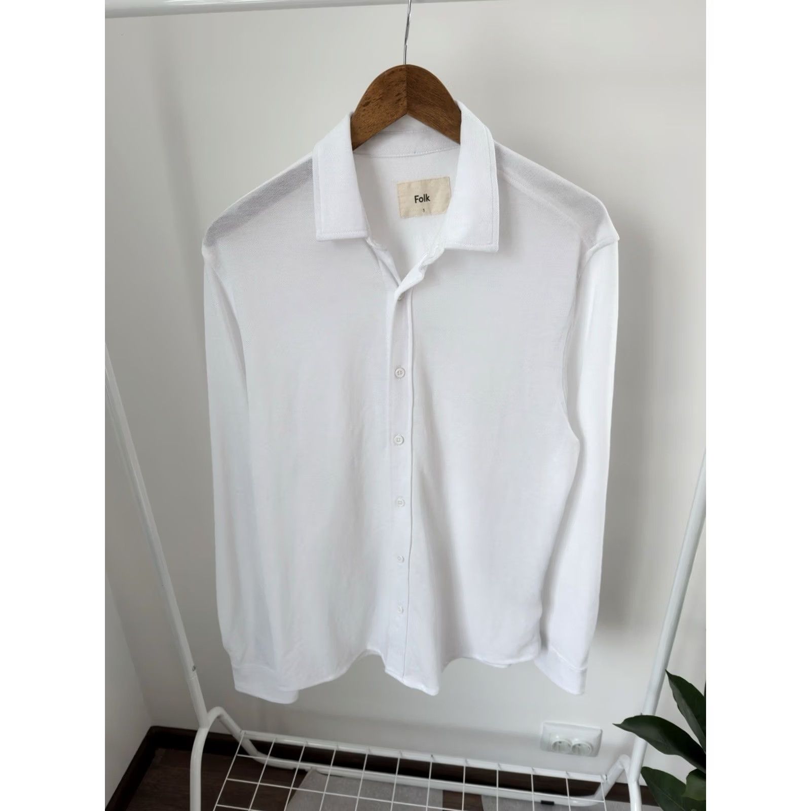 Folk VINTAGE Folk Button-Up Shirt L Men White Long Sleeve Casual Vintage 90s Classic Designer Streetwear Fourmal Y2K Luxary Italy Germany Pattern: Plaid Size US L / EU 52-54 / 3 - 3 Thumbnail