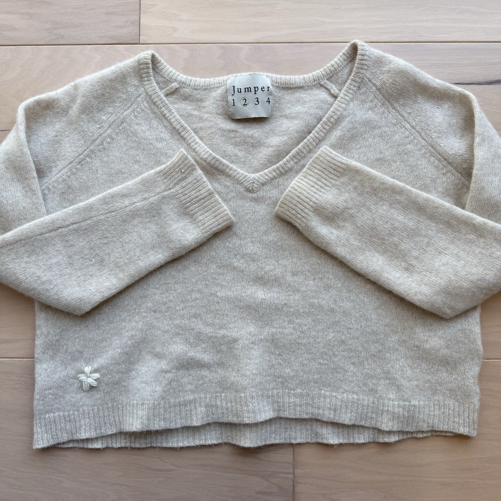 Designer Jumper 1234 Cashmere Sweater 2 Beige Wool Knit Pullover Size XS / US 0-2 / IT 36-38 - 5 Thumbnail
