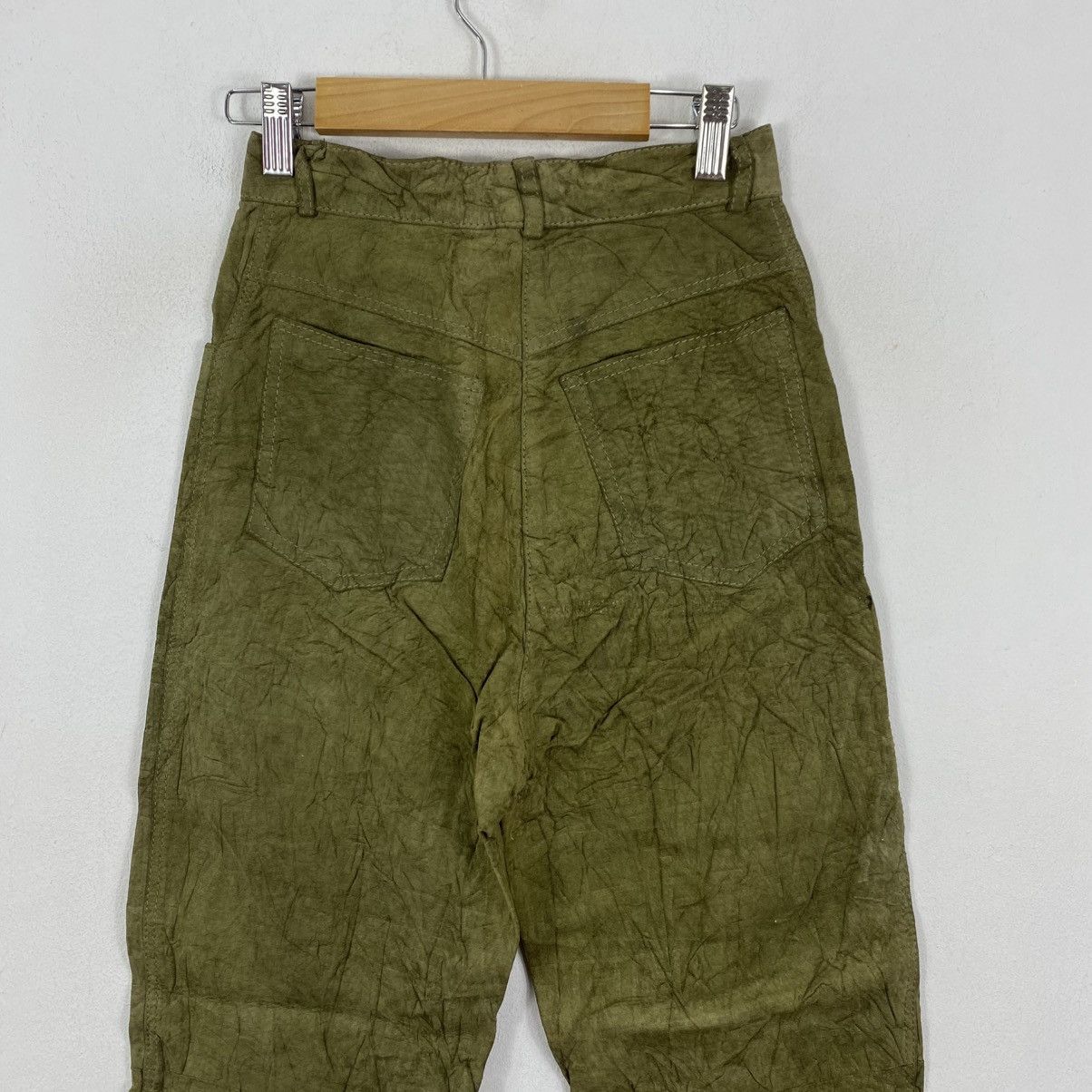 Fendi Vtg Fendi Olive Textured Leather Pants IT 38 XS Y2K Archive Size 38" / US 16 / IT 52 - 6 Thumbnail