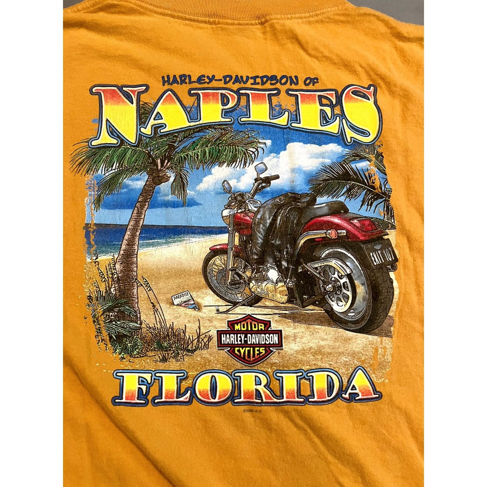 Harley Davidson Harley-Davidson T-Shirt Orange Pocket Short Sleeve Naples 2004 Men’s Large L Size US L / EU 52-54 / 3 - 6 Thumbnail