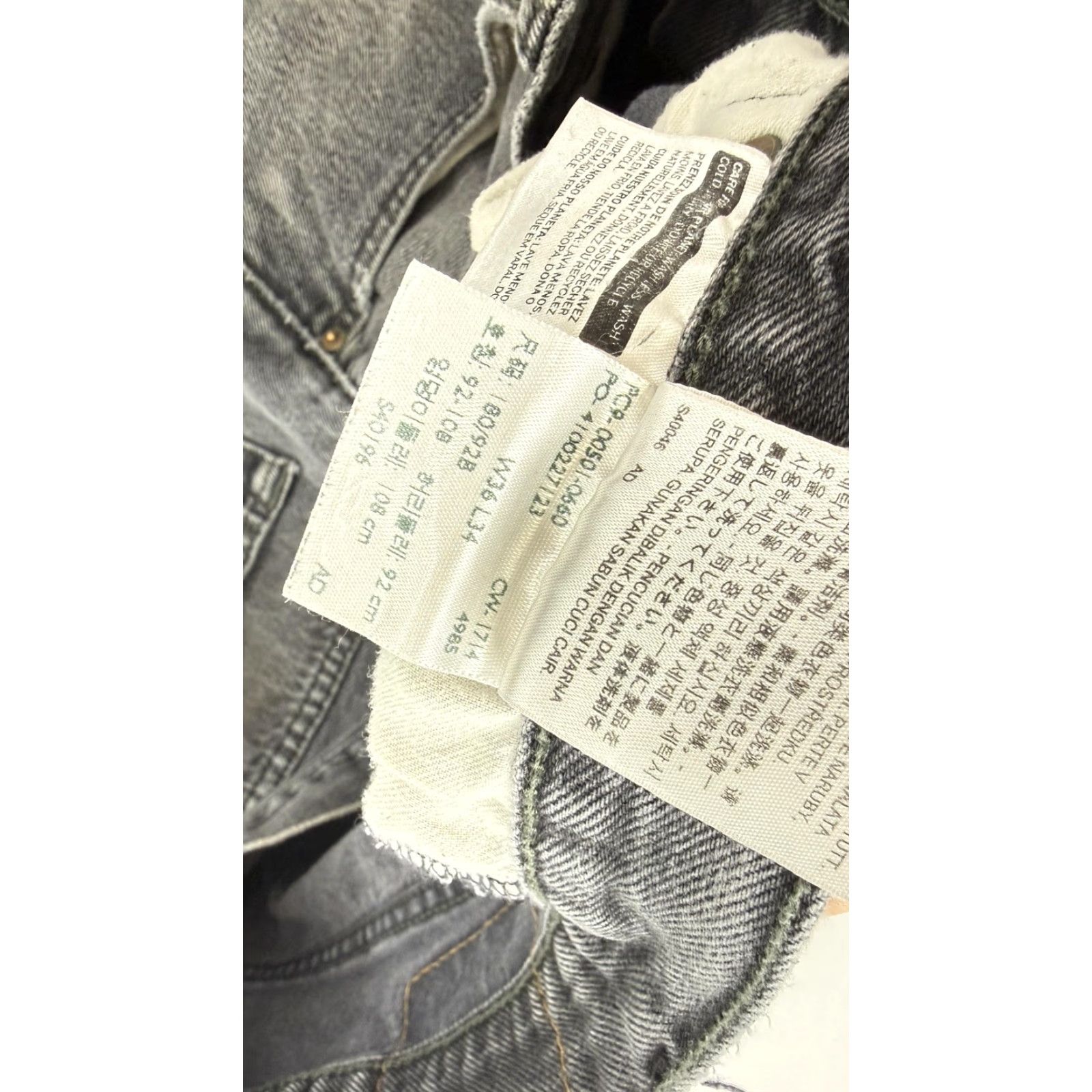 Levi's Levi's 501 Jeans Mens 36x34 Button Fly Distressed Black Gray Crotch Repair Size US 36 / EU 52 - 6 Thumbnail