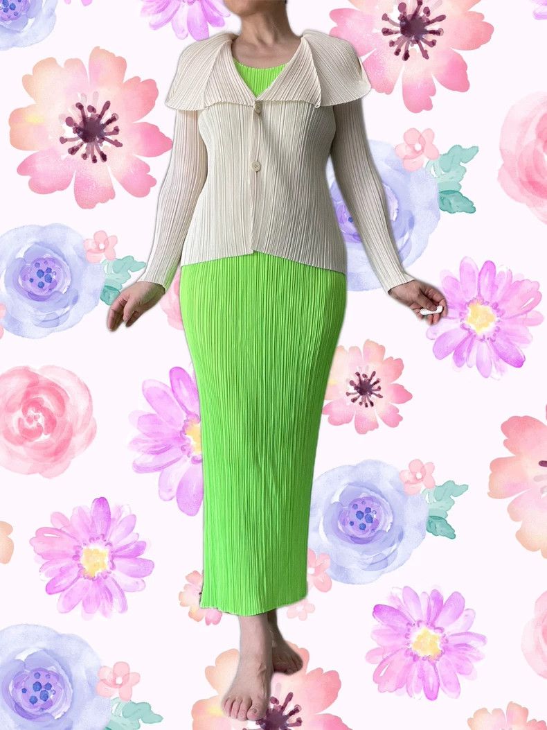 Issey Miyake Issey Miyake size:2 A white pleated cardigan Size S / US 4 / IT 40 - 1 Thumbnail