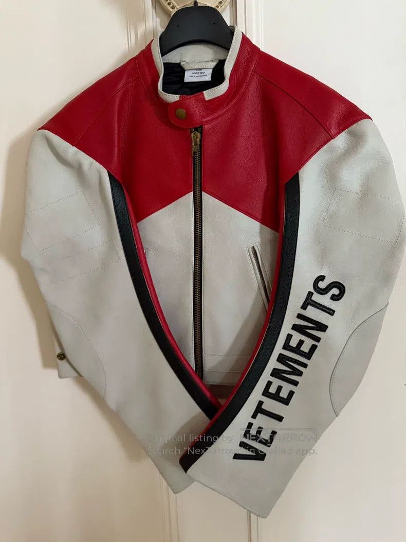 Vetements Vetements Red and White Color Block Leather Jacket Size US XS / EU 42 / 0 - 1 Thumbnail