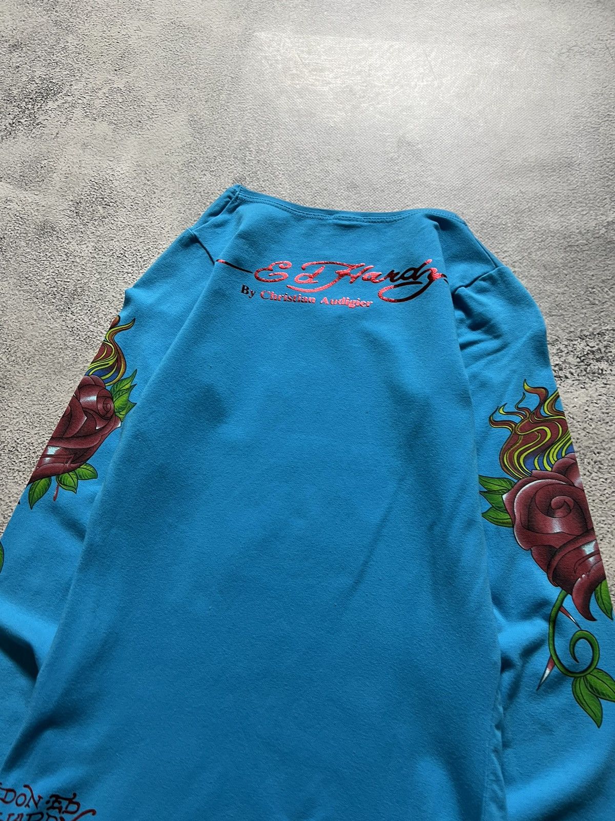 Christian Audigier × Ed Hardy × Vintage Vintage Y2k Ed Hardy 🌹💙 Rosed Long Sleeve Dress 00’s Size S / US 4 / IT 40 - 8 Thumbnail