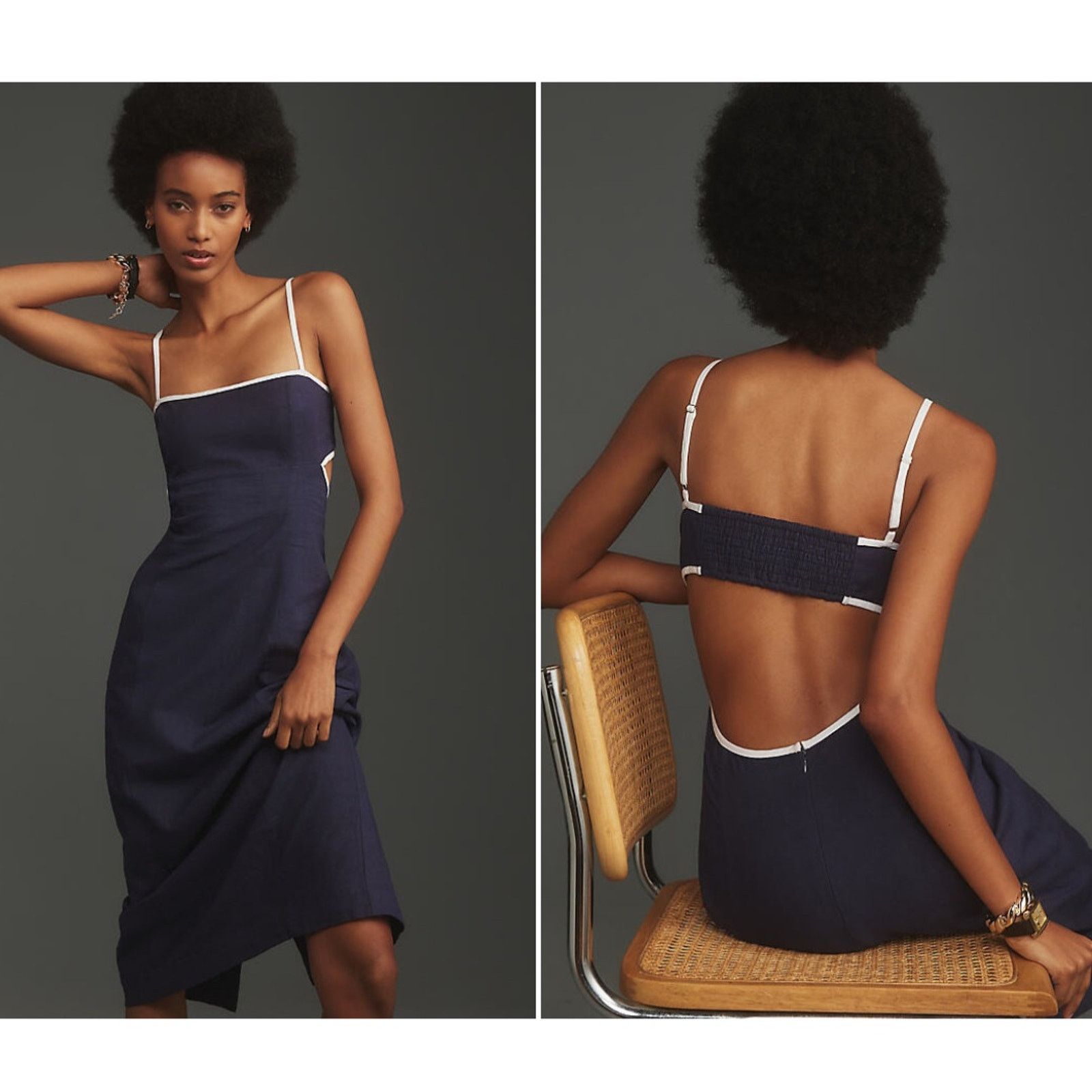chinese dress ladies The Dafni Cutout Linen Midi Dress by Maeve
